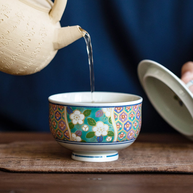 Mino Ware Hana Emaki Lidded Teacup