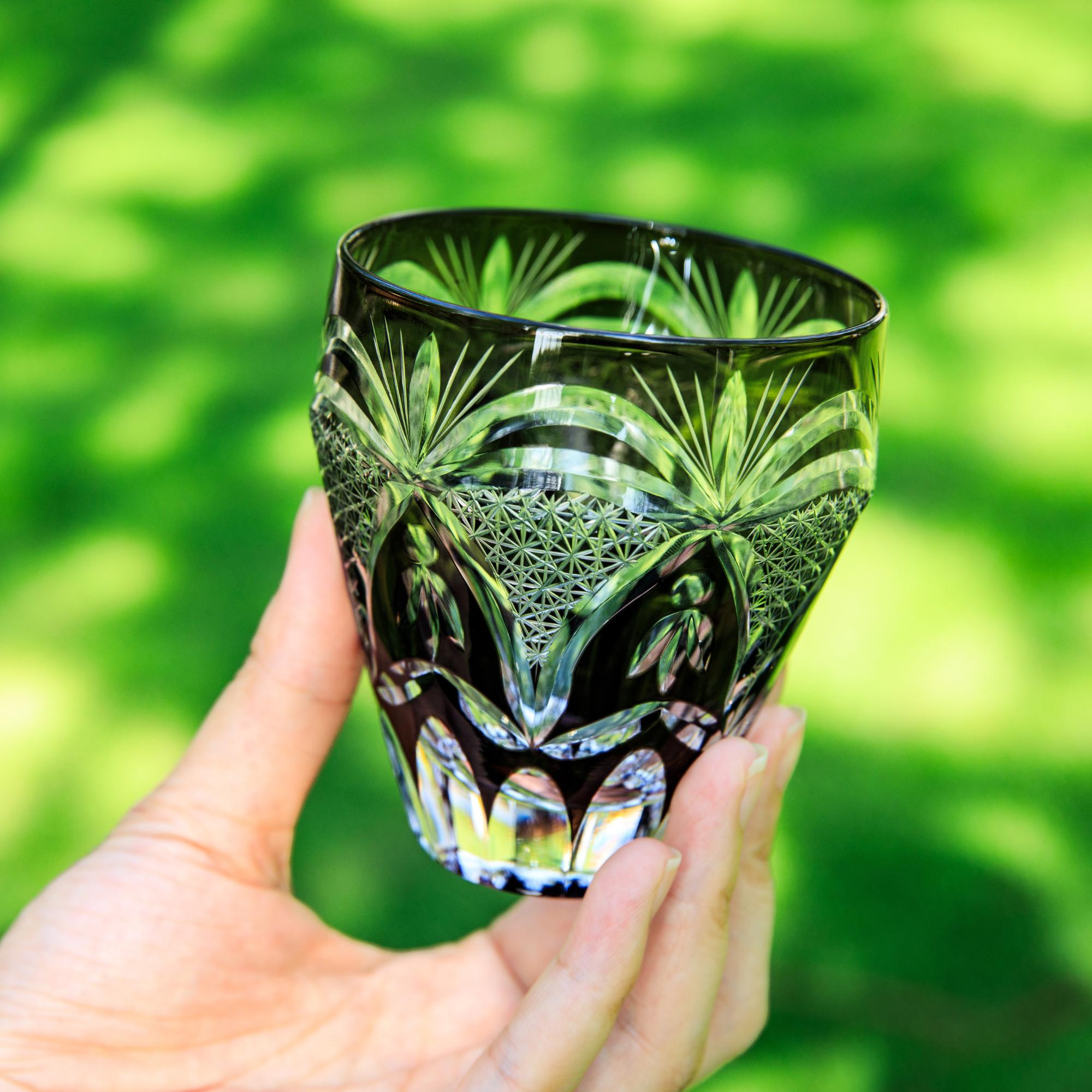 Edo Kiriko Handcrafted Kohaku Sakura Whisky Glass Collection