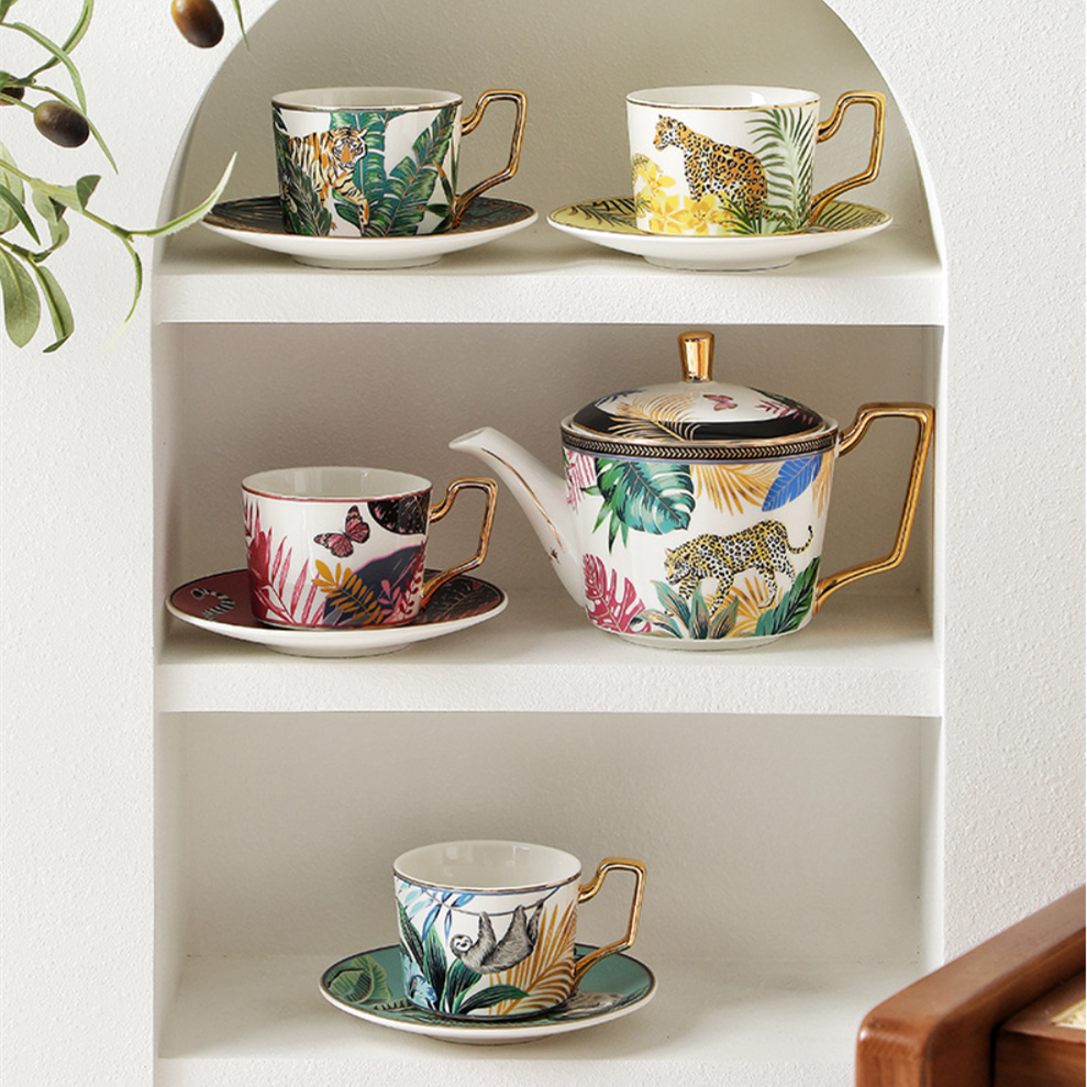 Handcrafted Rainforest Theme Ceramic Tea Cup Gift Sets - MASU