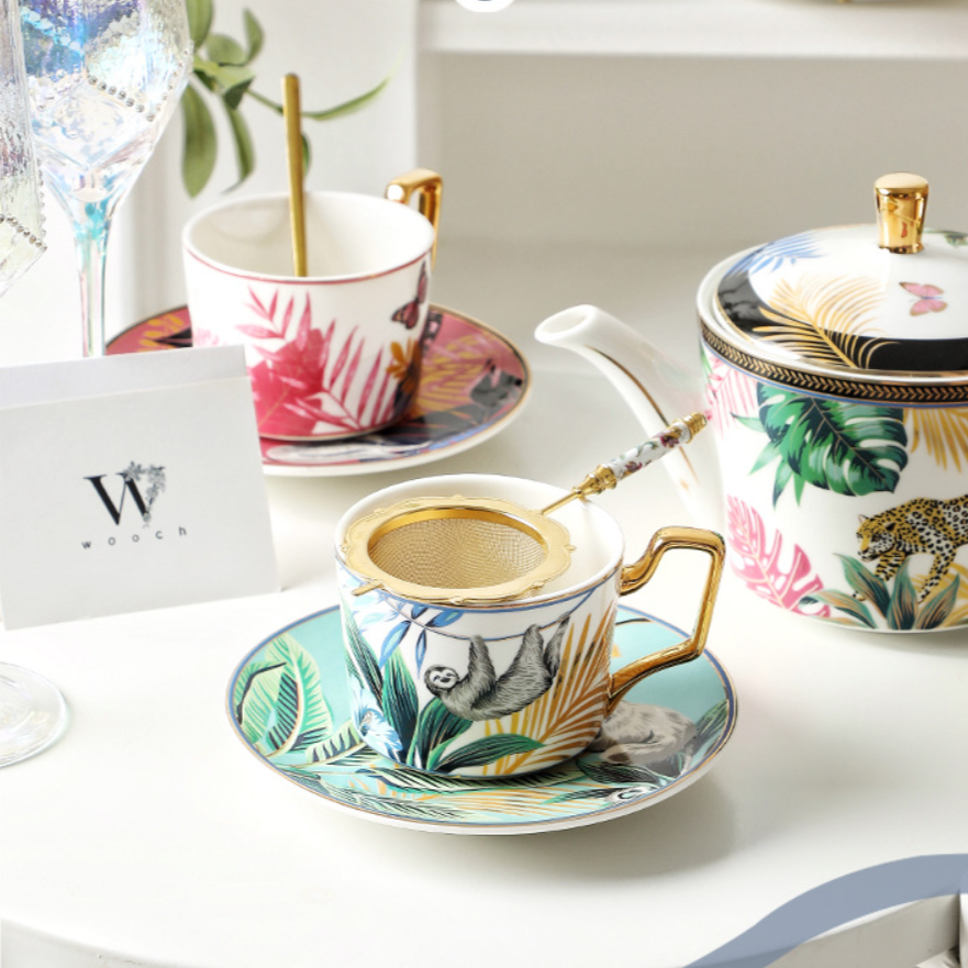 Handcrafted Rainforest Theme Ceramic Tea Cup Gift Sets - MASU