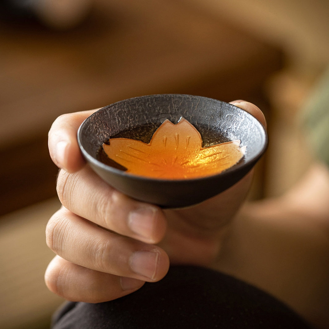 Ensemble de thé en céramique Yohen Sakura fait à la main de Arita Ware avec boîte en bois