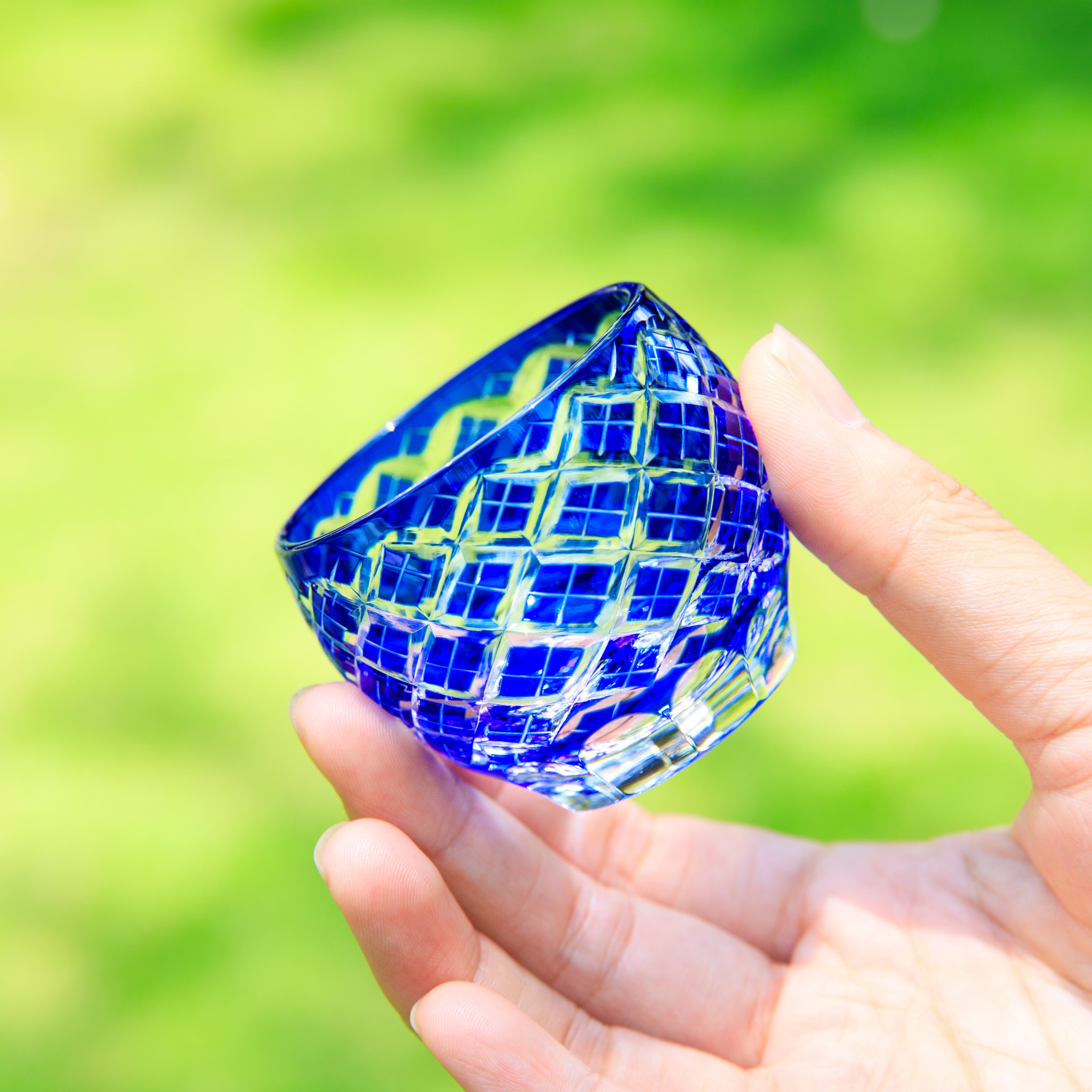 Edo Kiriko Handcrafted Ruri Sake Glass Collection