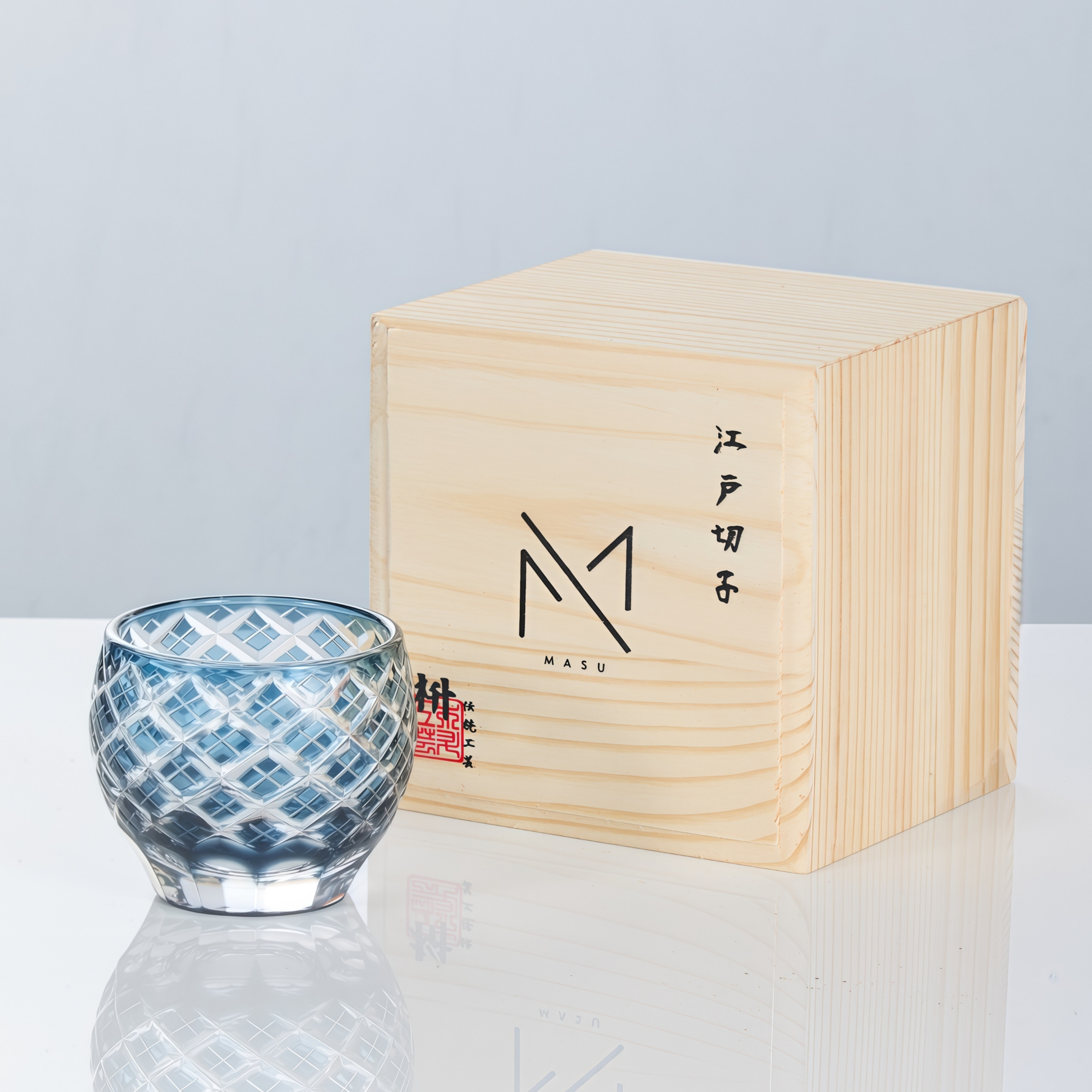 Edo Kiriko Handcrafted Ruri Ochoko Sake Glass Collection