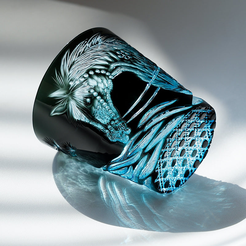 Edo Kiriko Handcrafted Tanma Whisky Glass With Wooden Box