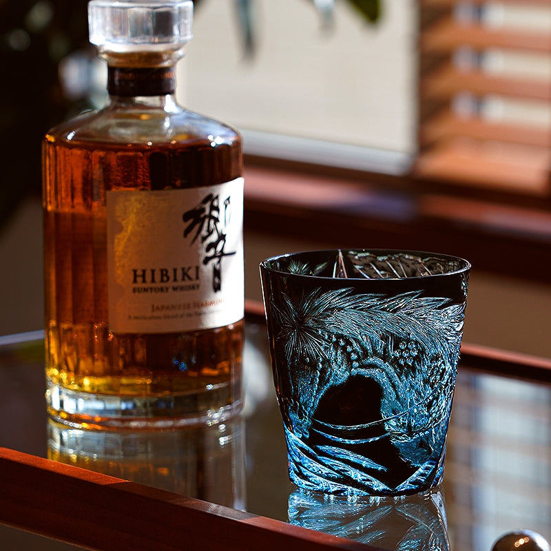 Edo Kiriko Handcrafted Tanma Whisky Glass With Wooden Box