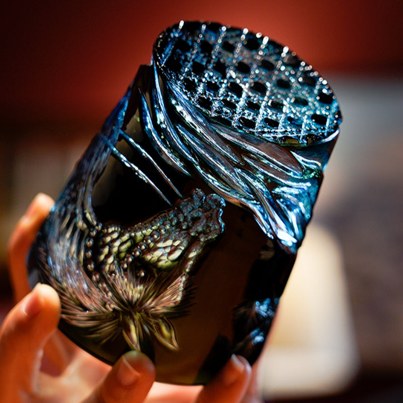 Edo Kiriko Handcrafted Tanma Whisky Glass With Wooden Box