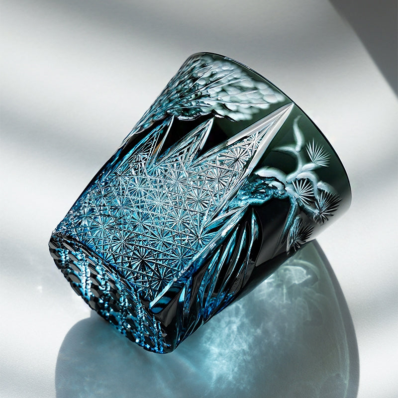 Edo Kiriko Handcrafted Tanma Whisky Glass With Wooden Box