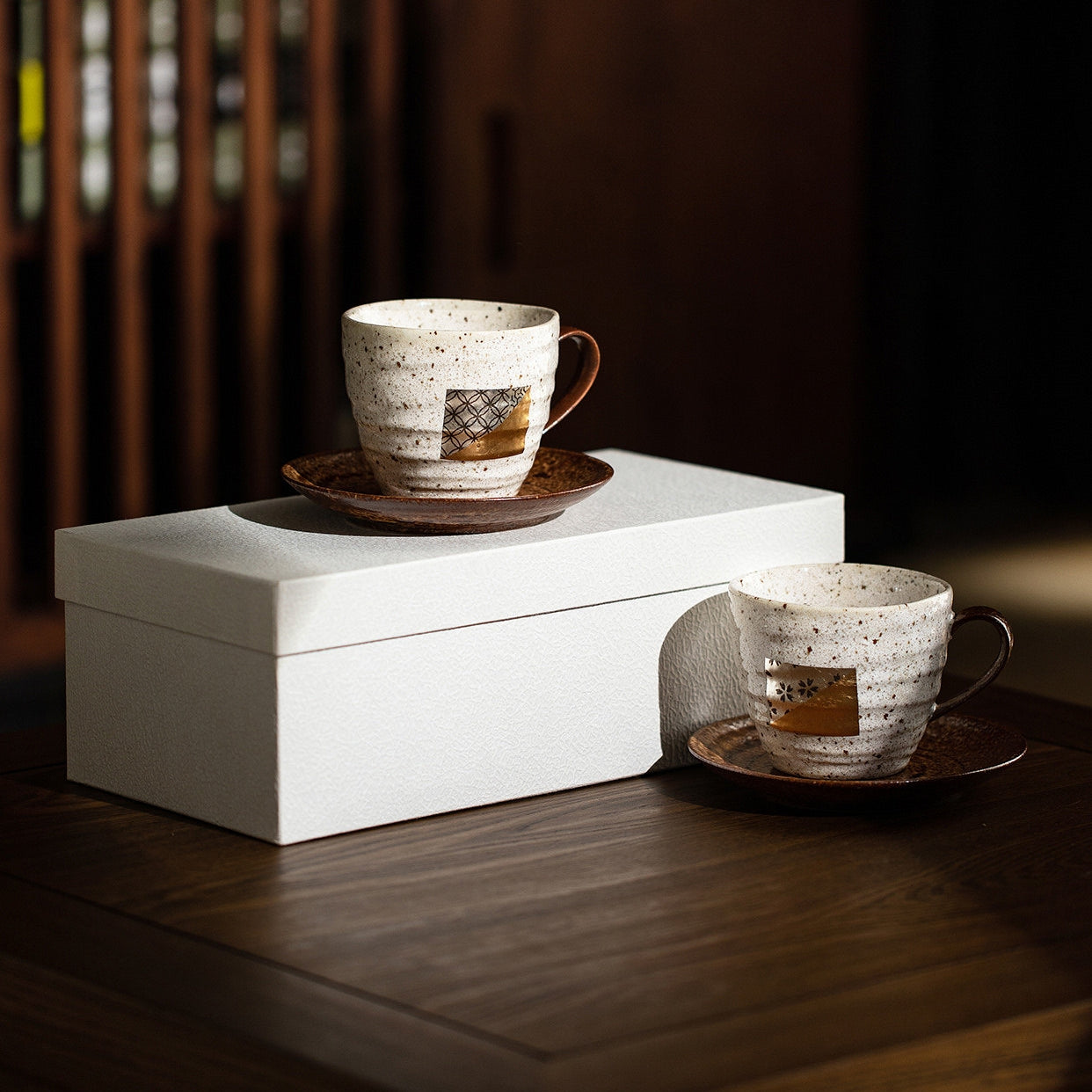 Shushi Gold And Silver Foil Ceramic Mug Pair