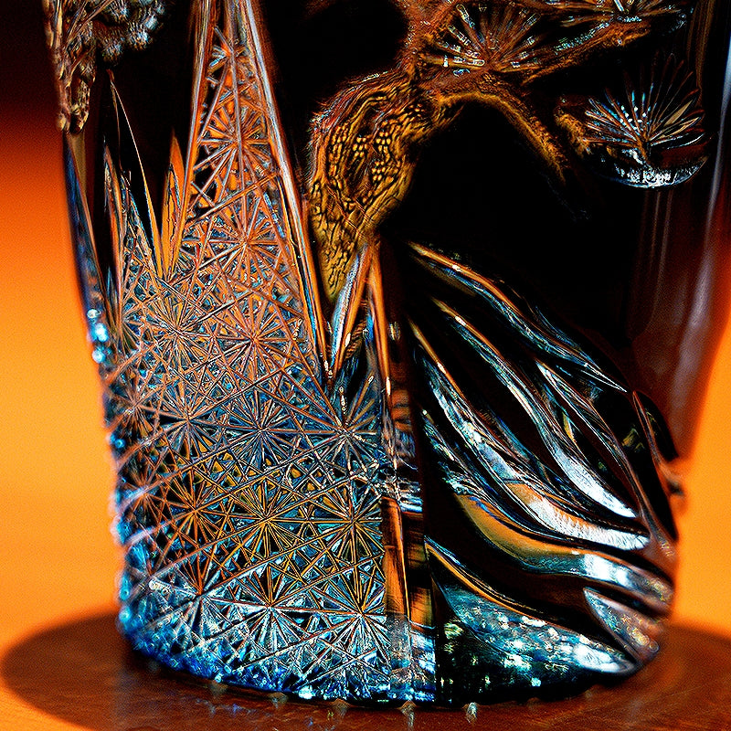 Edo Kiriko Handcrafted Tanma Whisky Glass With Wooden Box