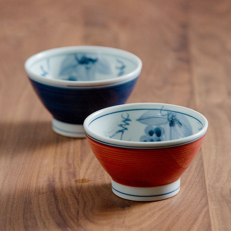 Hatsuichi Arita Ware Tafuku Ceramic Couple Bowl Set of Two