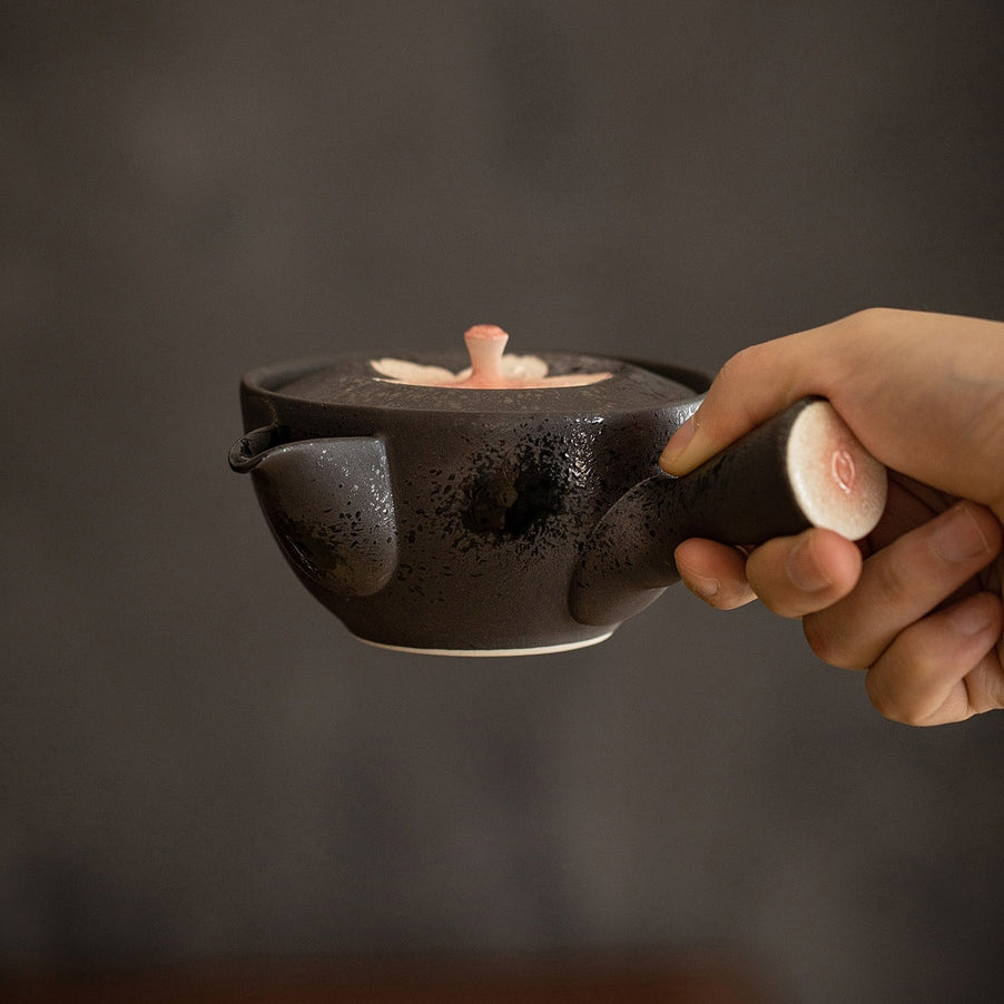Ensemble de thé en céramique Yohen Sakura fait à la main de Arita Ware avec boîte en bois