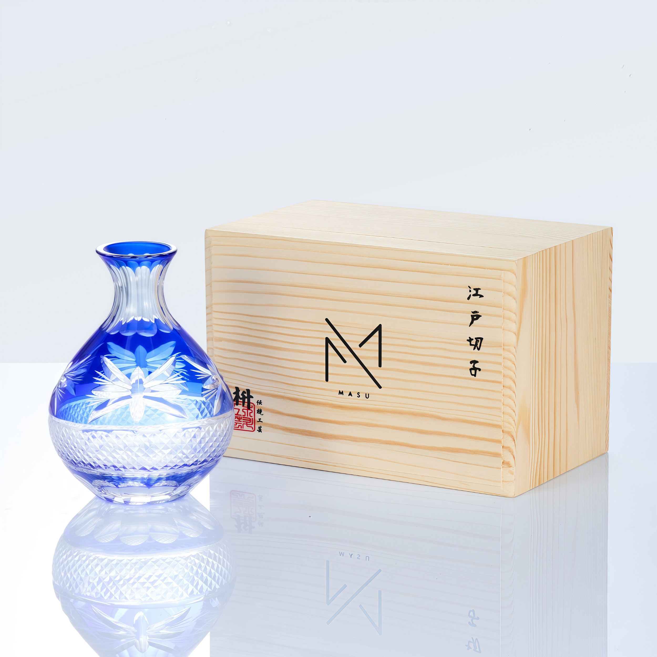 Edo Kiriko Handcrafted Ruri Sake Glass Collection