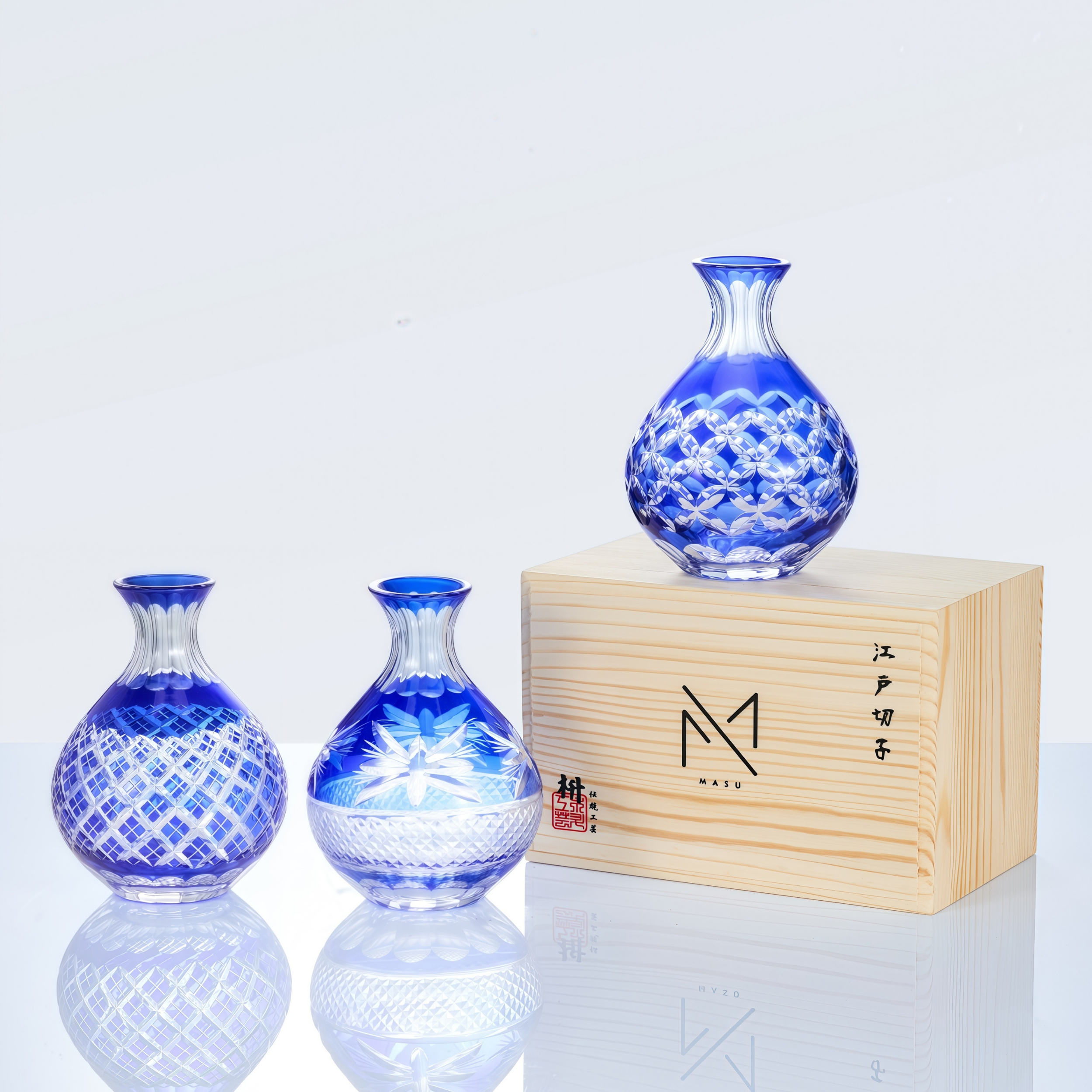 Edo Kiriko Handcrafted Marutoku Sake Collection