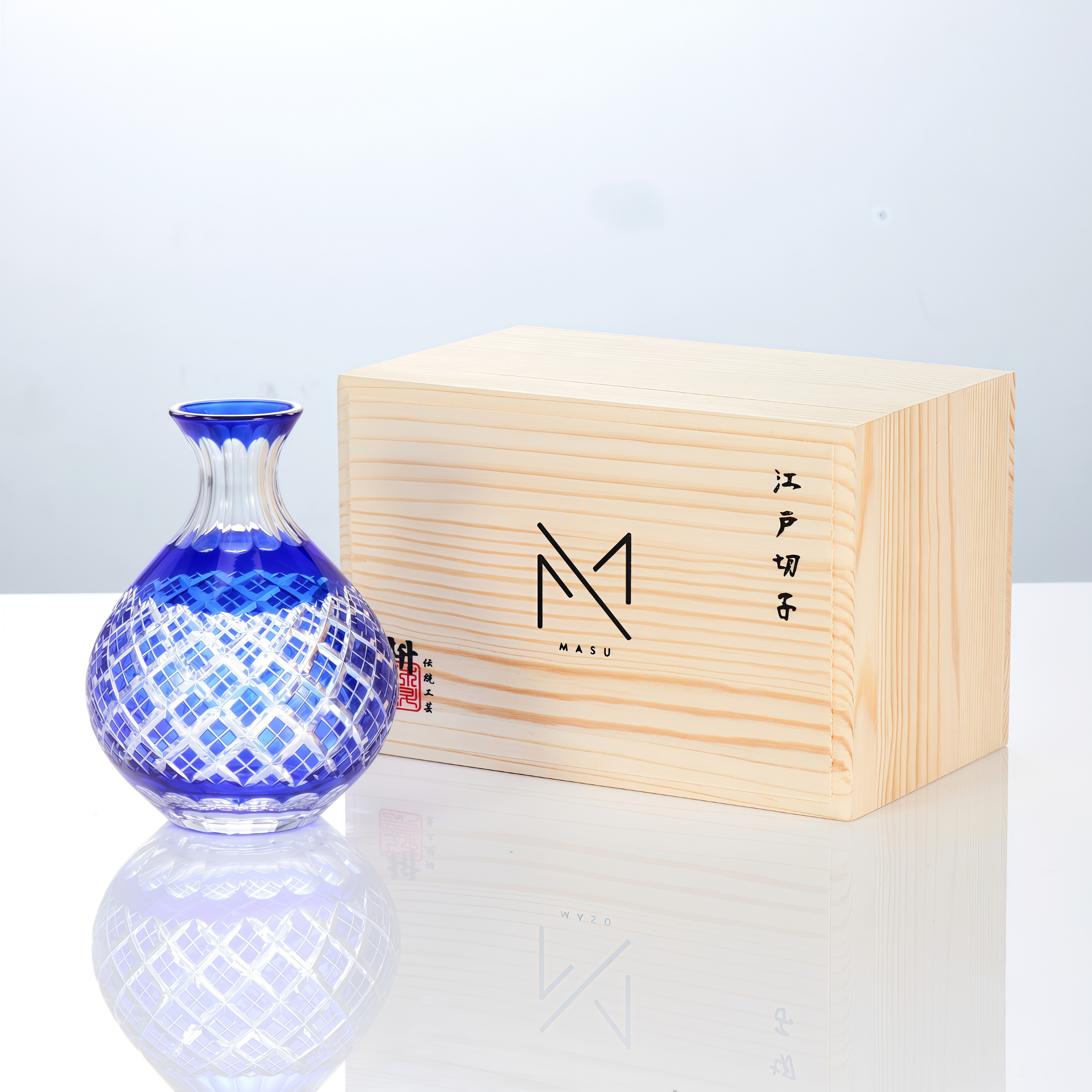 Edo Kiriko Handcrafted Ruri Sake Glass Collection