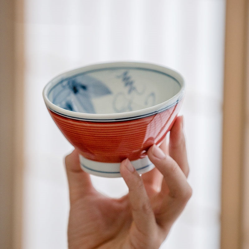 Hatsuichi Arita Ware Tafuku Ceramic Couple Bowl Set of Two