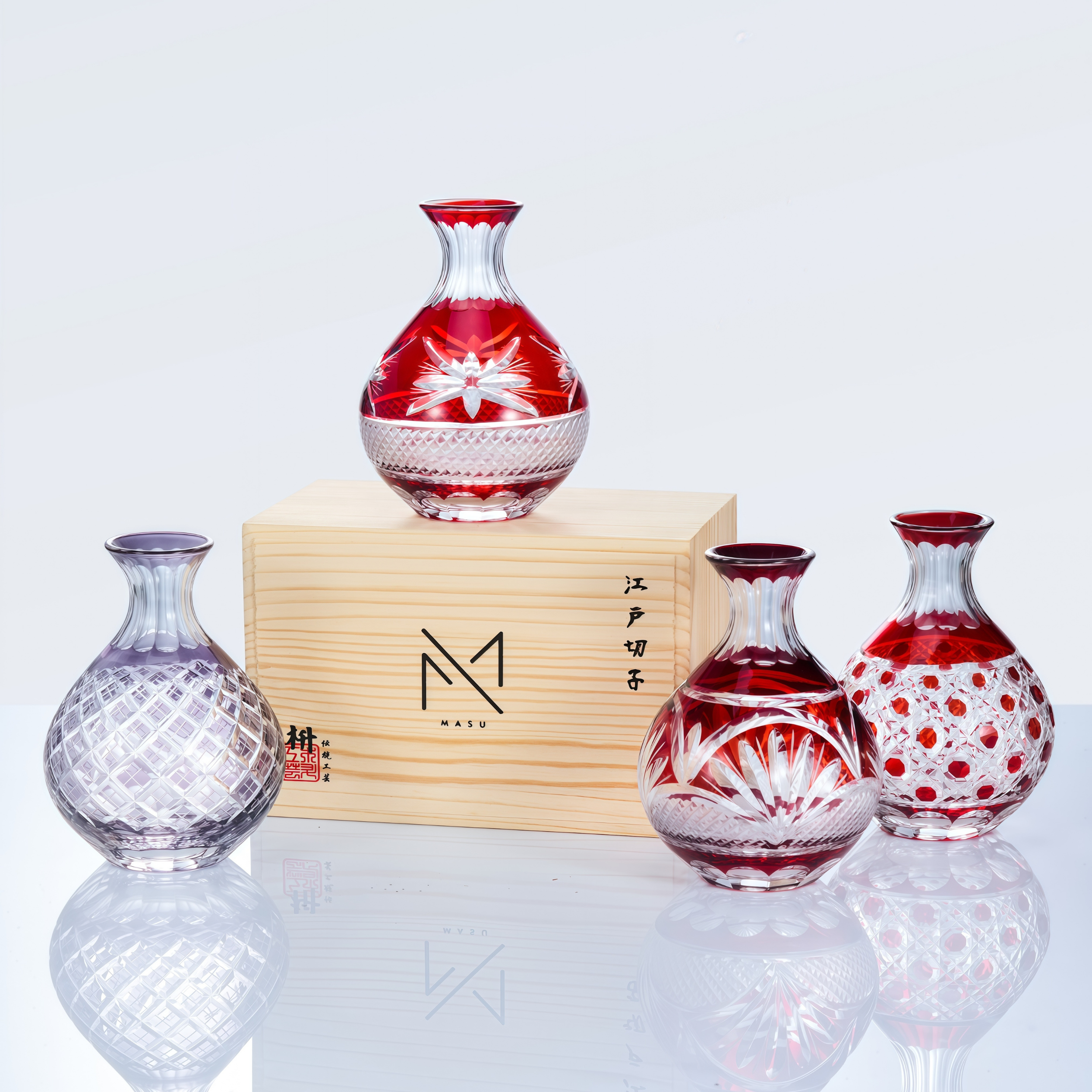 Edo Kiriko Handcrafted Akemizu Sake Collection