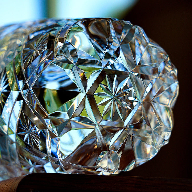 Edo Kiriko Handcrafted Hana Blossom Glass With Wooden Box