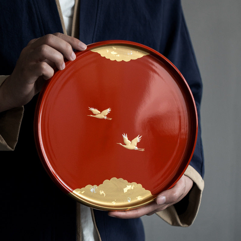 Japanese Handcrafted Circular Cranes Resin Tray - MASU
