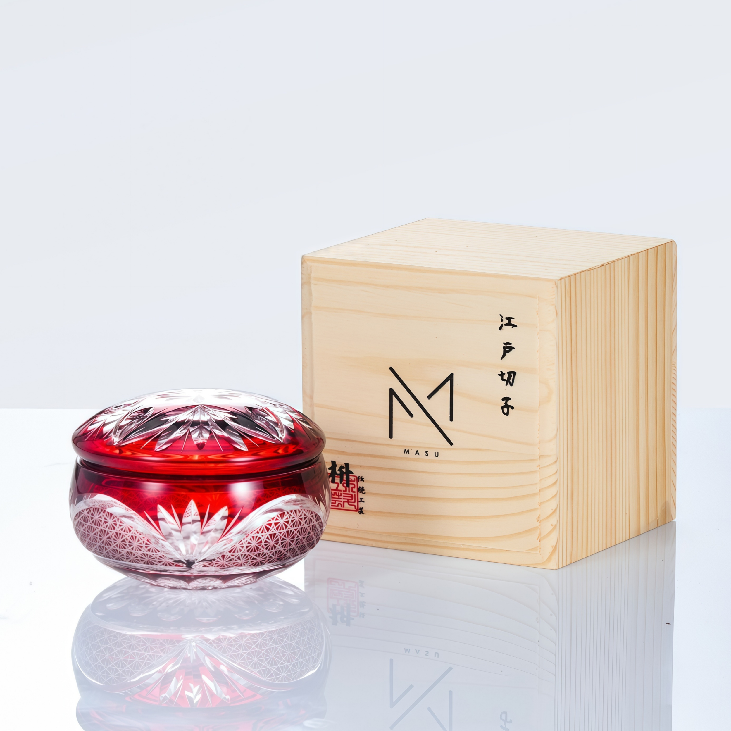 Edo Kiriko Handcrafted Shoun Lidded Glass Collection