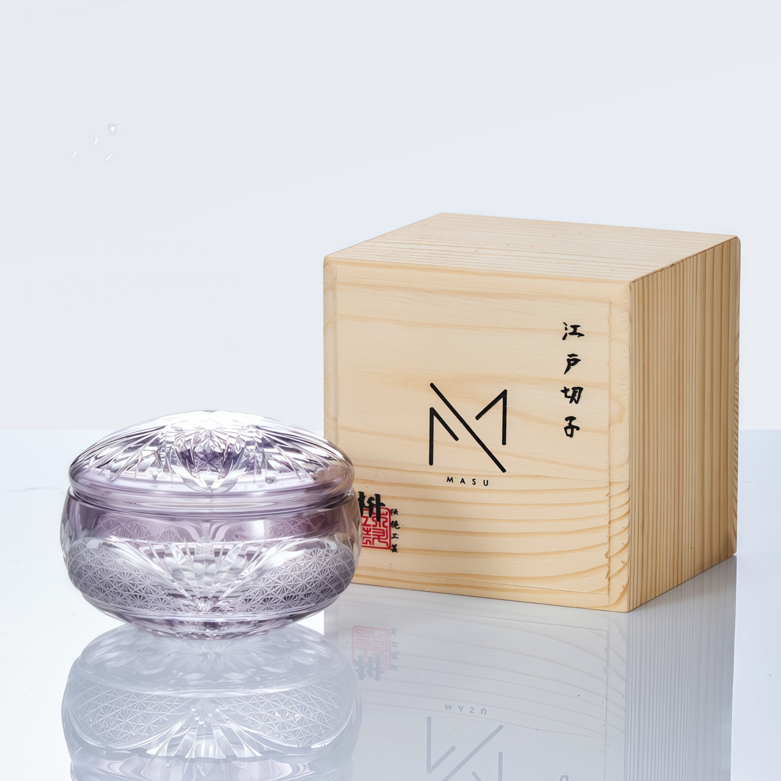 Edo Kiriko Handcrafted Shoun Lidded Glass Collection