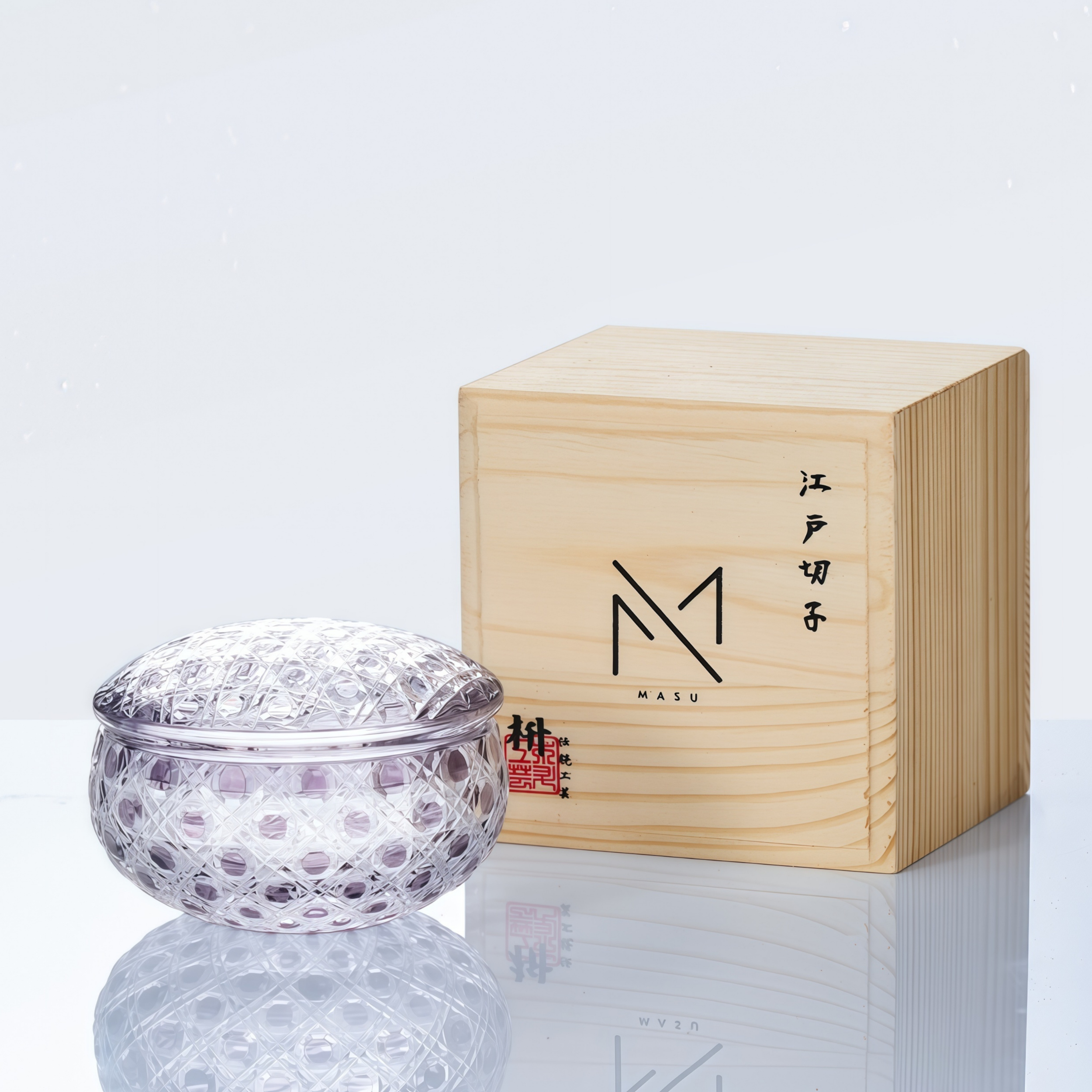 Edo Kiriko Handcrafted Shoun Lidded Glass Collection