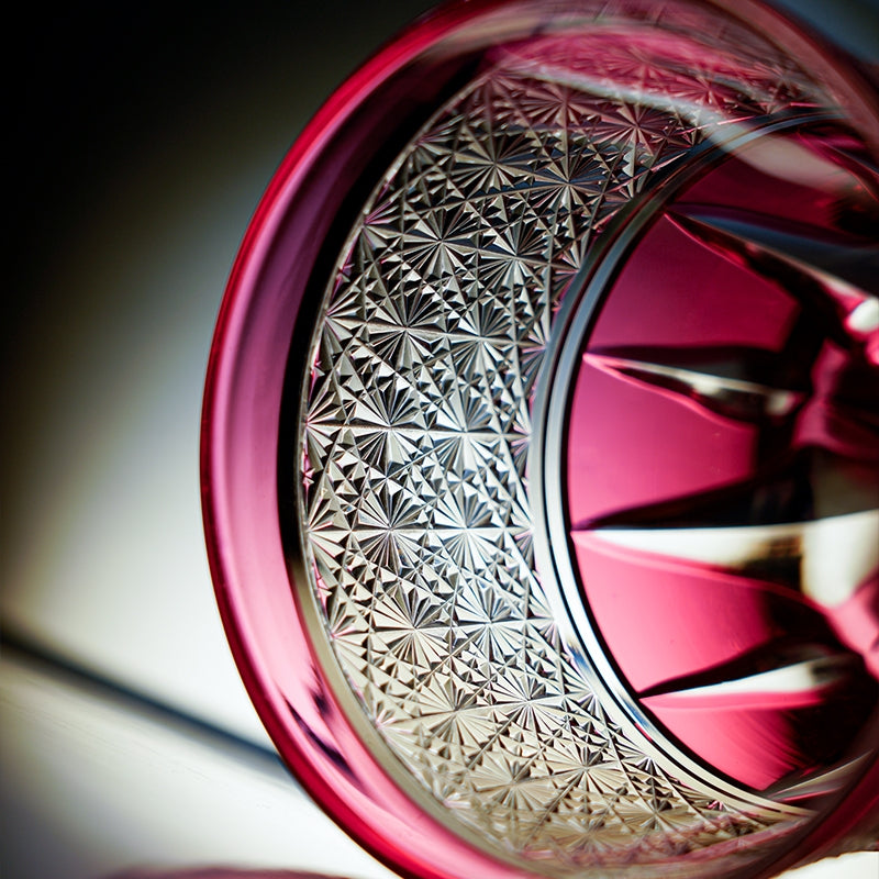 Edo Kiriko Handcrafted Sakura Radiance Whisky Glass With Wooden Box