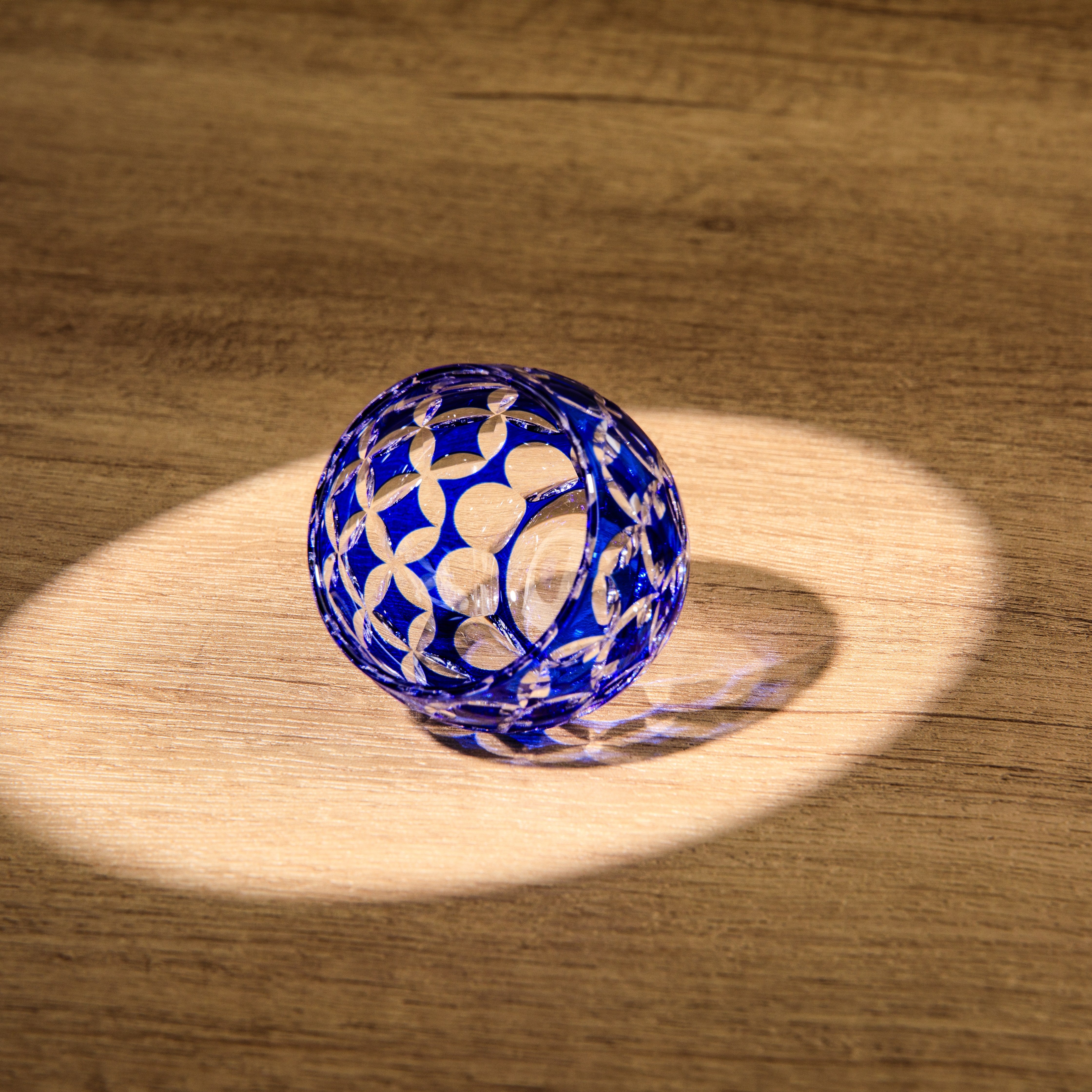 Edo Kiriko Handcrafted Ruri Guinomi Sake Glass Collection