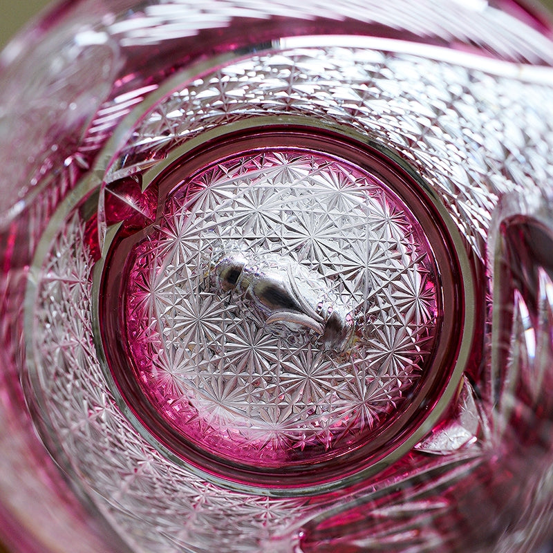 Edo Kiriko Handcrafted Ruby Nocturne Whisky Glass With Wooden Box