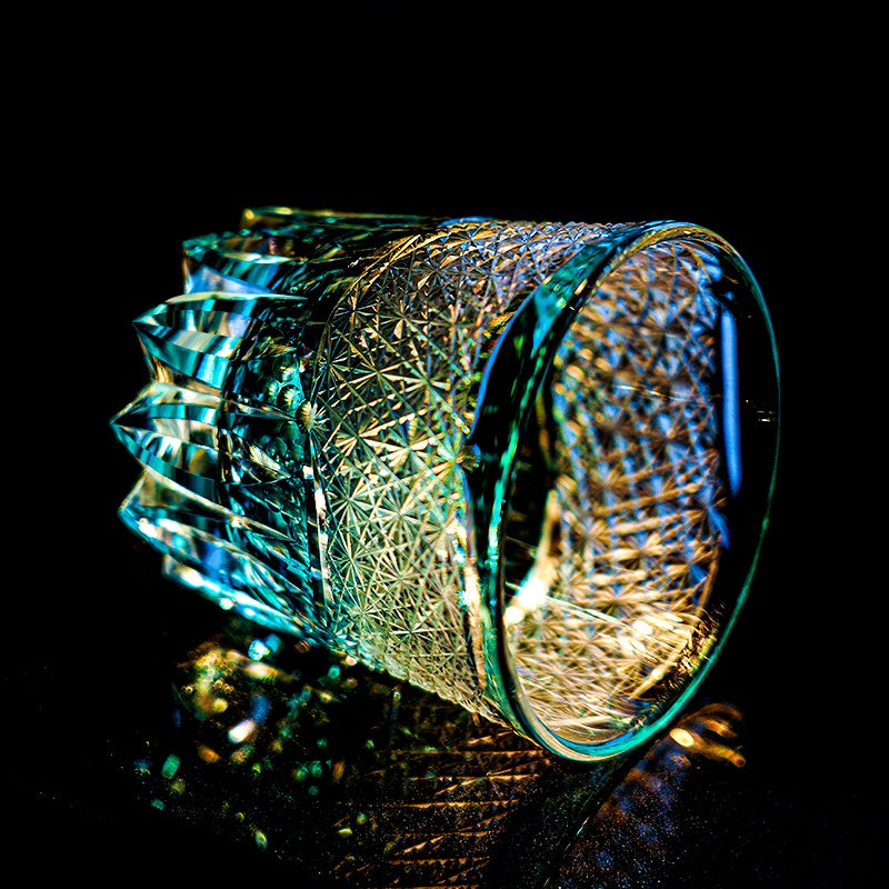 Edo Kiriko Handcrafted Aokiku Whisky Glass With Wooden Box