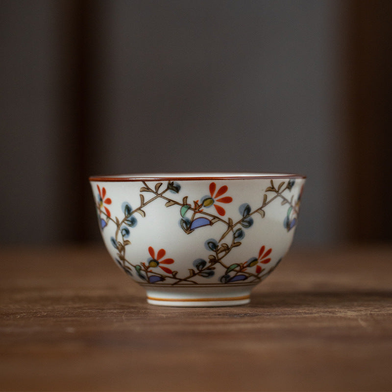 Hatsuichi Arita Ware Nishiki Kusabana Ceramic Teacup Set of Five