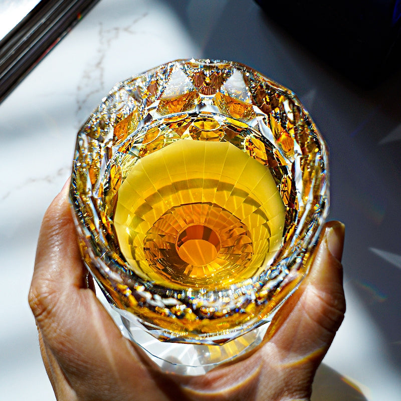 Edo Kiriko Handcrafted Crystal Prism Whisky Glass