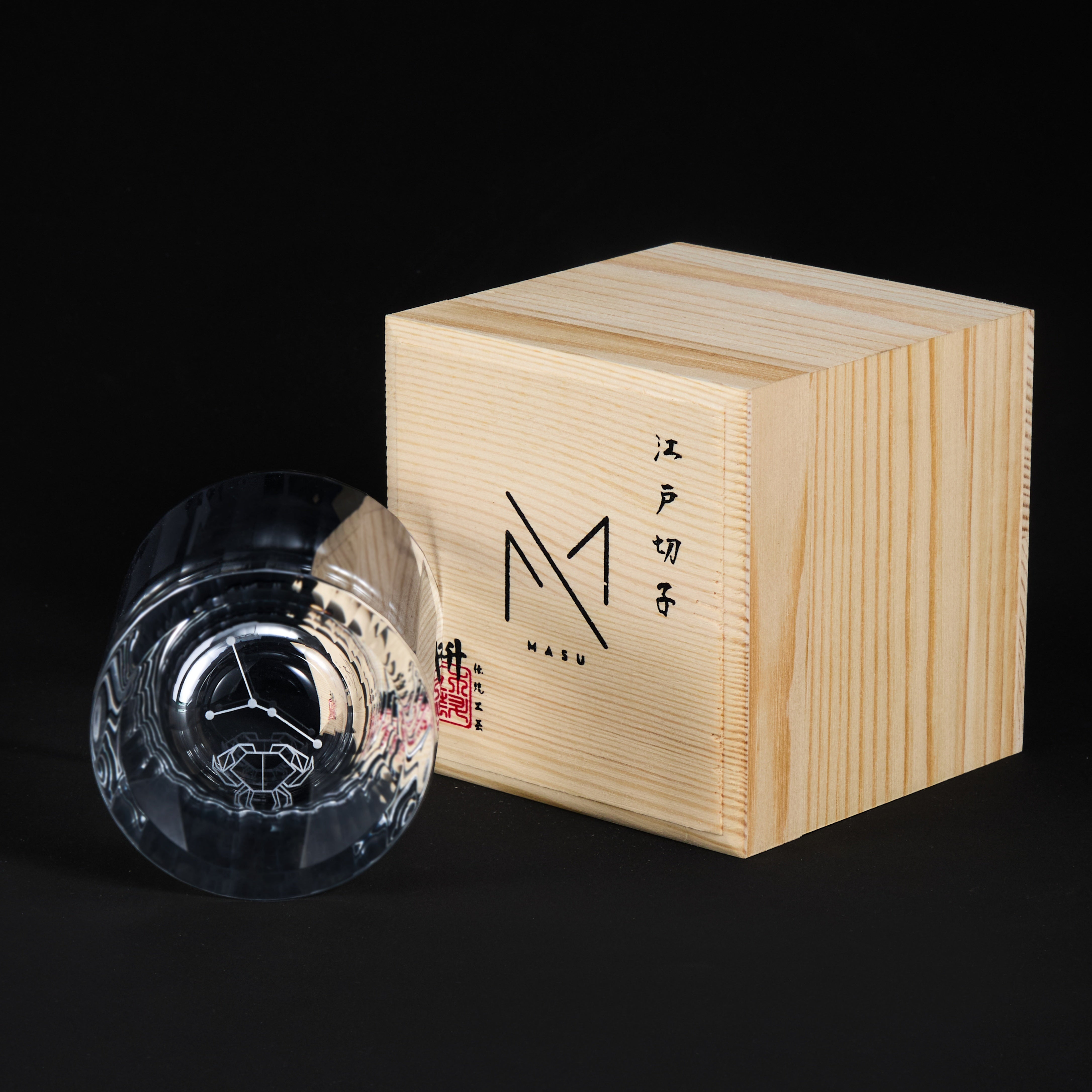 Edo Kiriko Handcrafted Zodiac Constellation Whisky Glass Collection With Wooden Box
