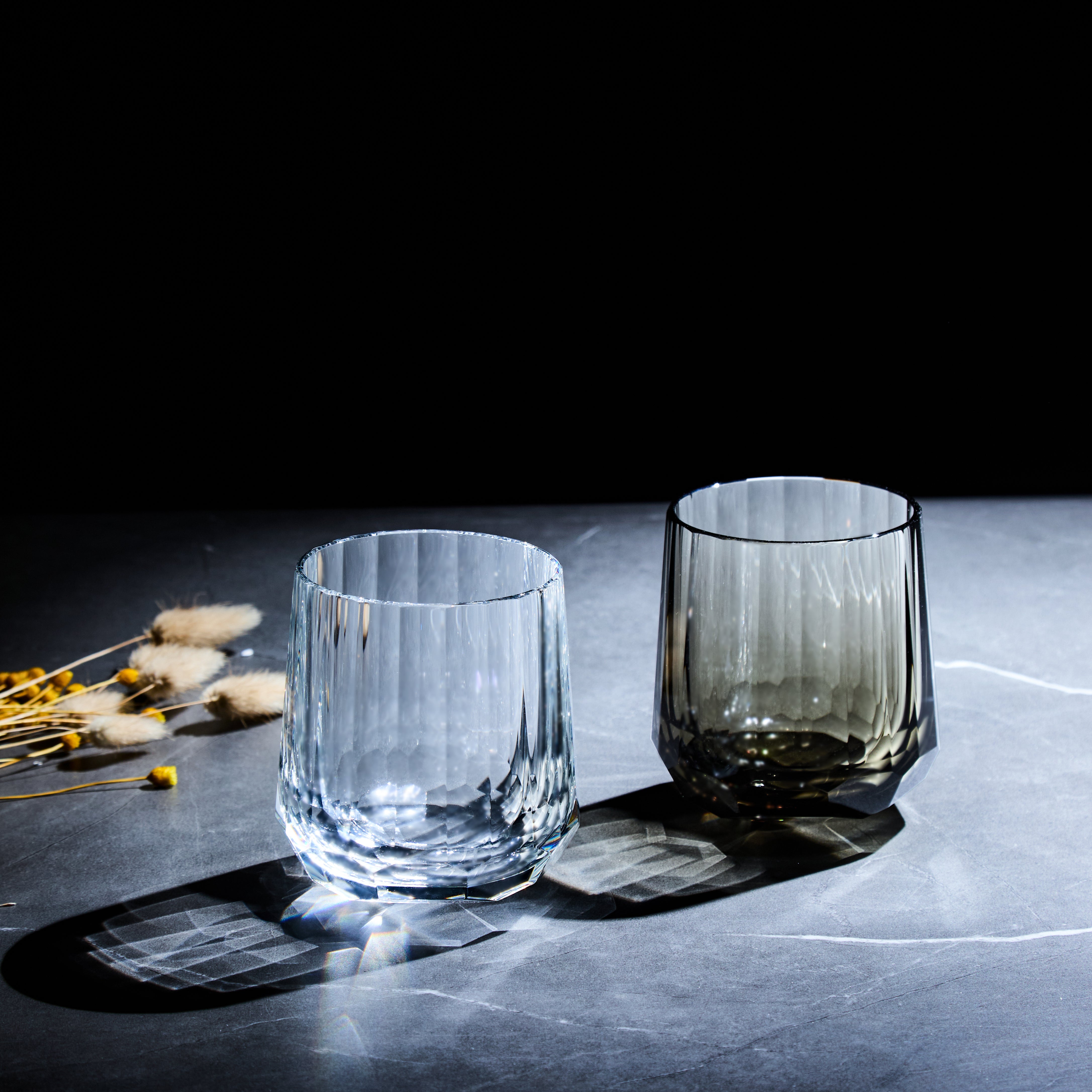 Edo Kiriko Handcrafted Kage Tate Whisky Glass With Wooden Box