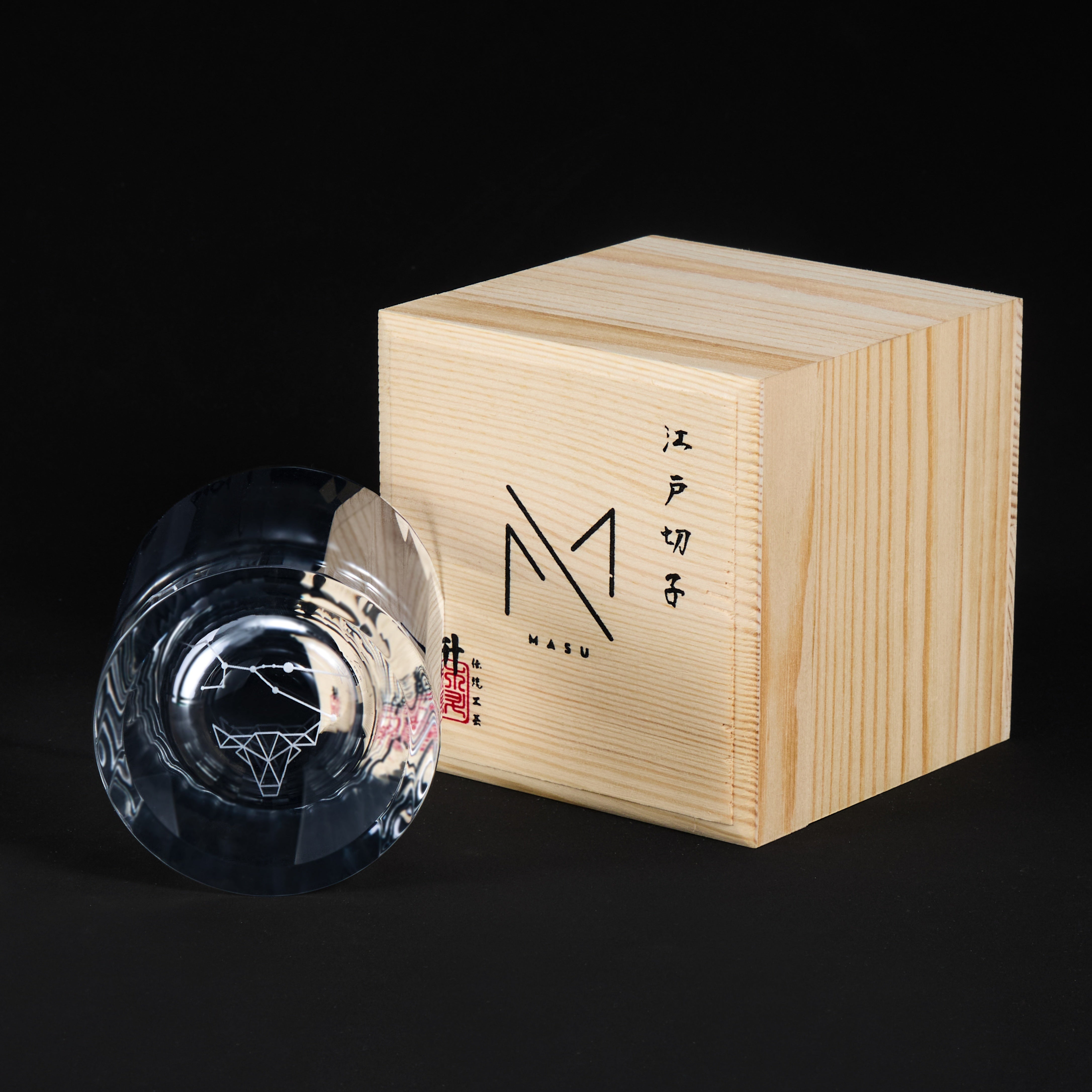 Edo Kiriko Handcrafted Zodiac Constellation Whisky Glass Collection With Wooden Box