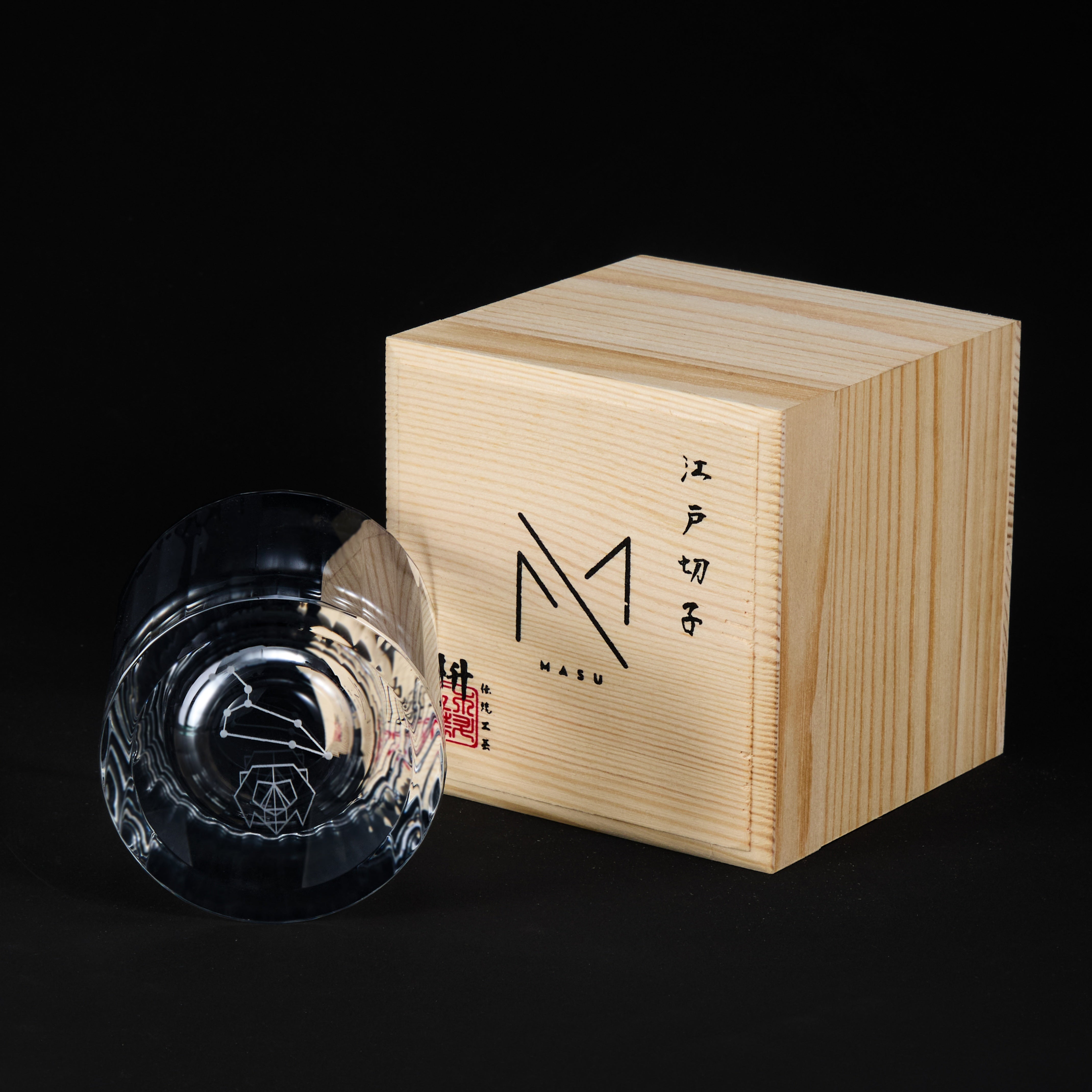 Edo Kiriko Handcrafted Zodiac Constellation Whisky Glass Collection With Wooden Box