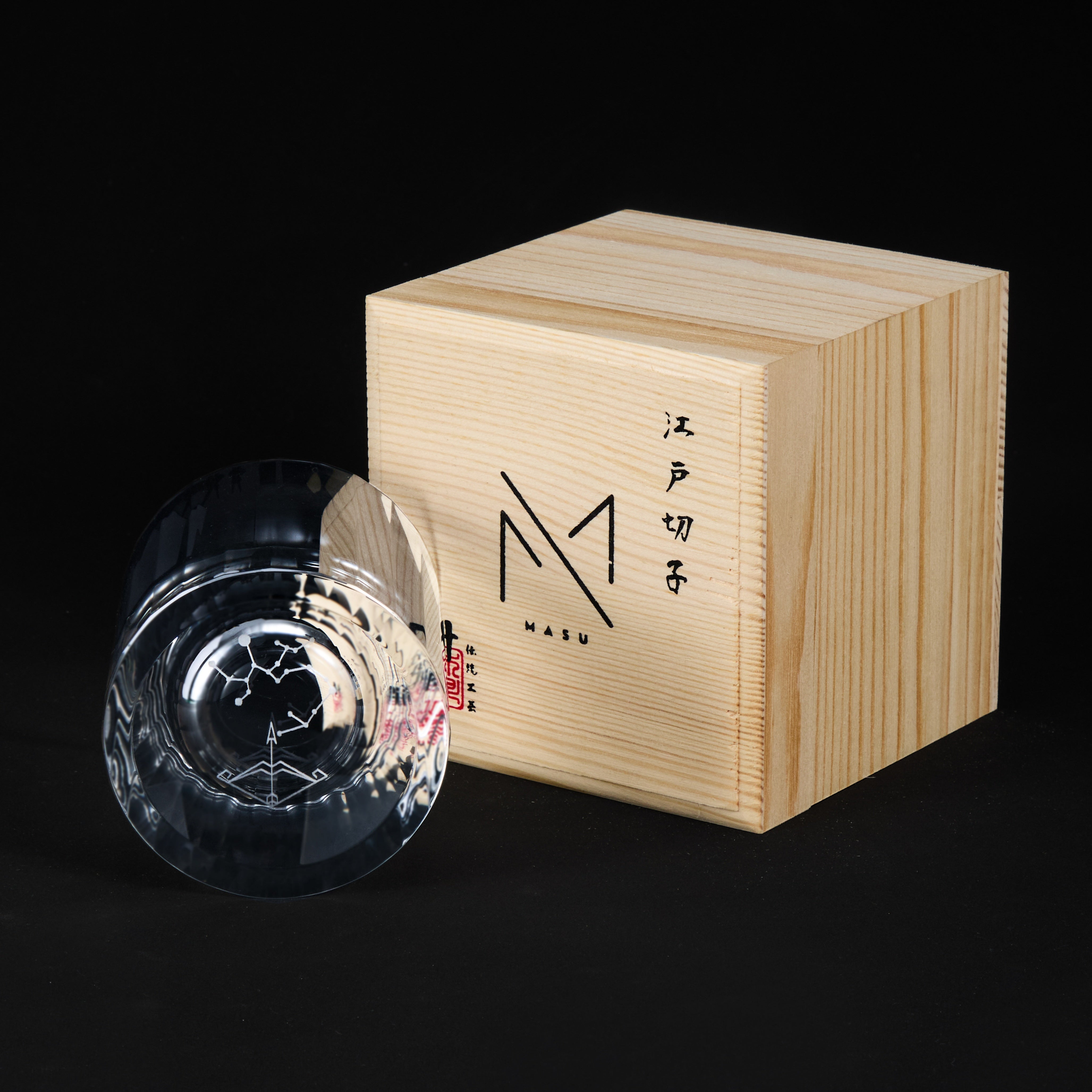 Edo Kiriko Handcrafted Zodiac Constellation Whisky Glass Collection With Wooden Box