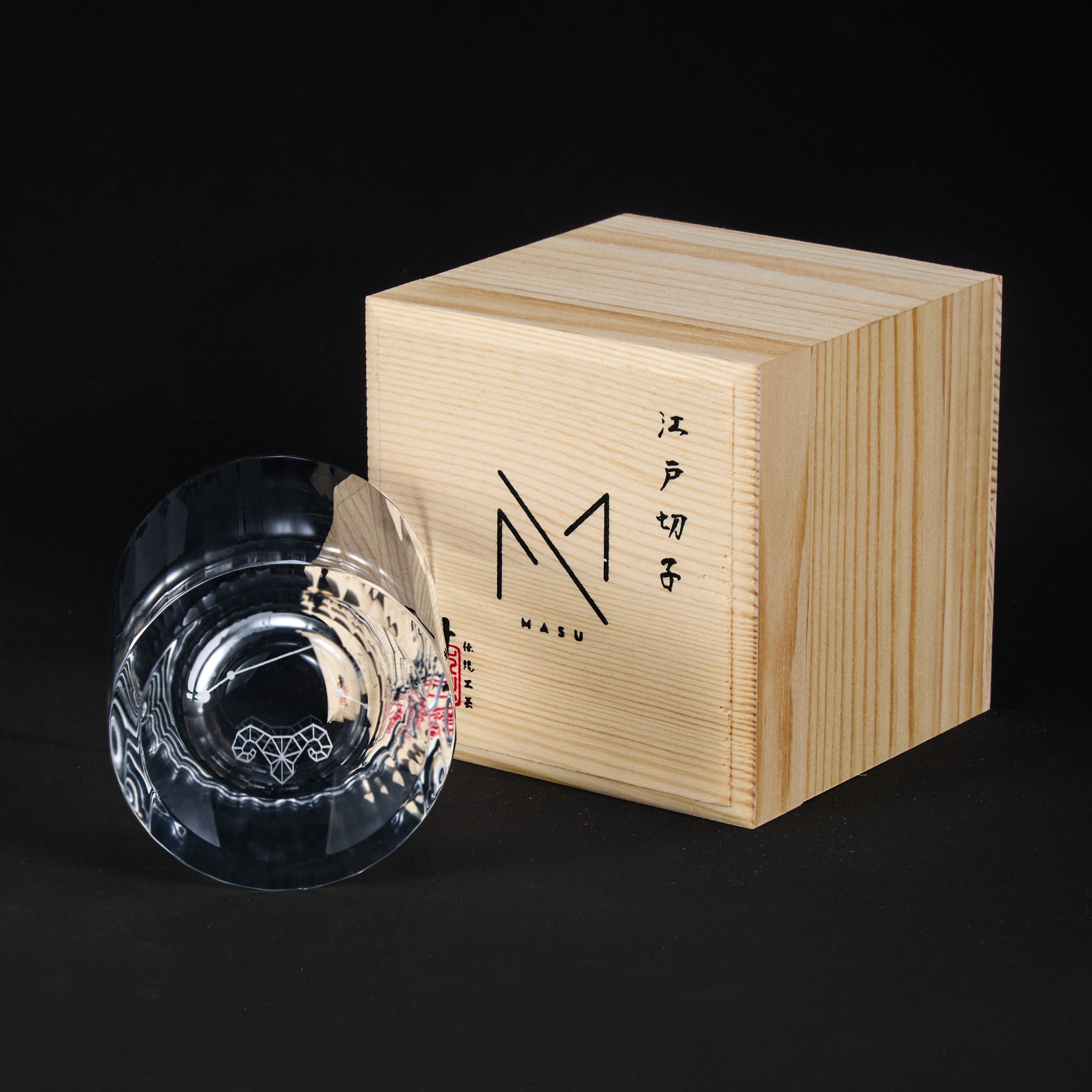 Edo Kiriko Handcrafted Zodiac Constellation Whisky Glass Collection With Wooden Box