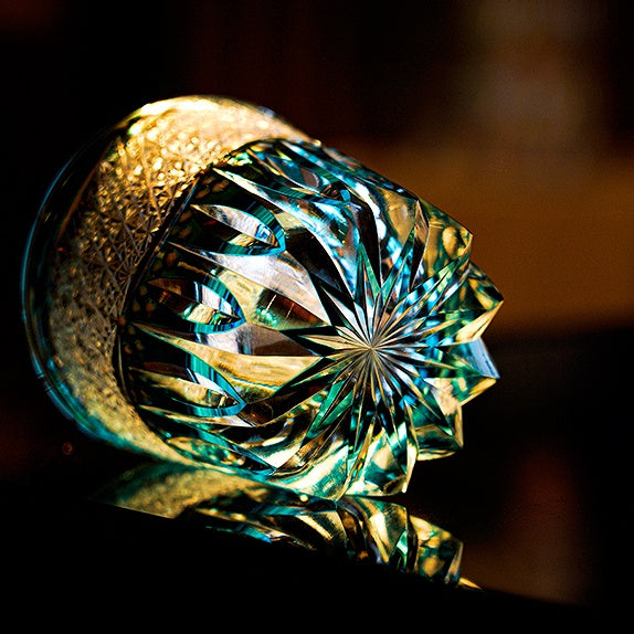 Edo Kiriko Handcrafted Aokiku Whisky Glass With Wooden Box