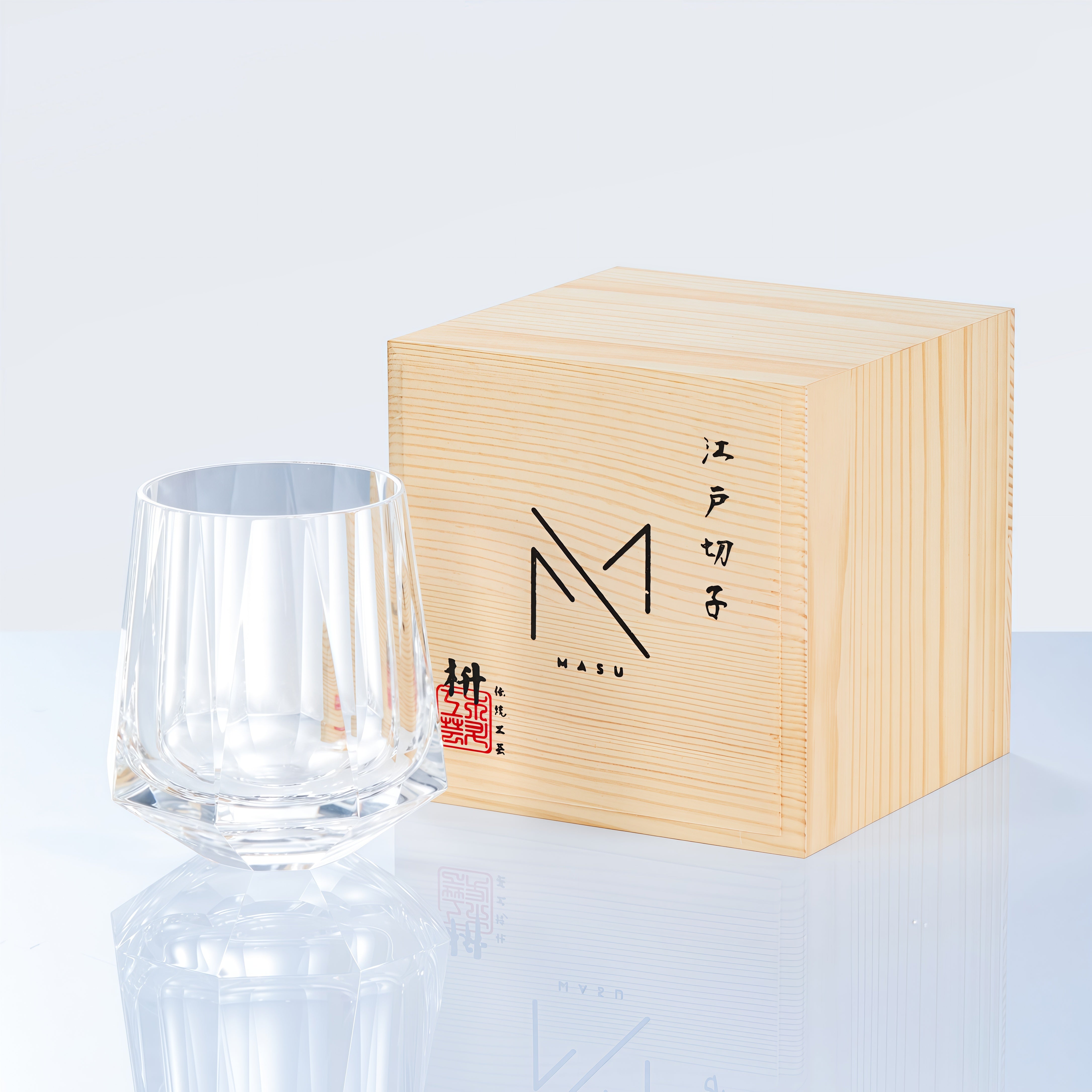 Edo Kiriko Handcrafted Hikari Tsuzumi Whisky Glass With Wooden Box