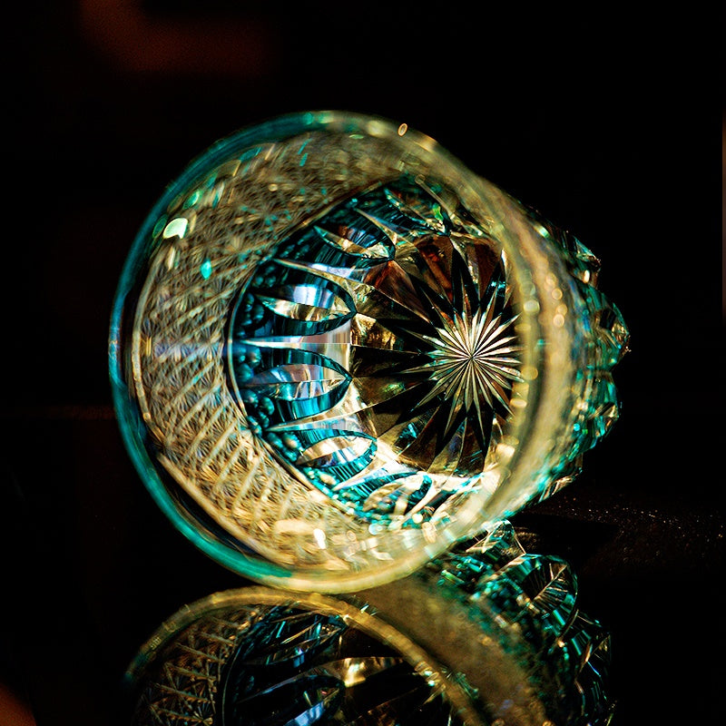 Edo Kiriko Handcrafted Aokiku Whisky Glass With Wooden Box