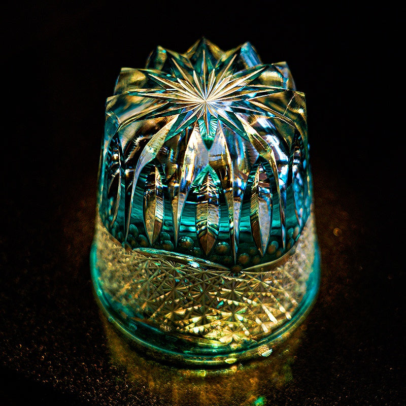 Edo Kiriko Handcrafted Aokiku Whisky Glass With Wooden Box