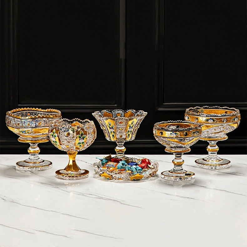 Bohemian Crystal Gilded Enamel Candy Bowl And Dish Collection