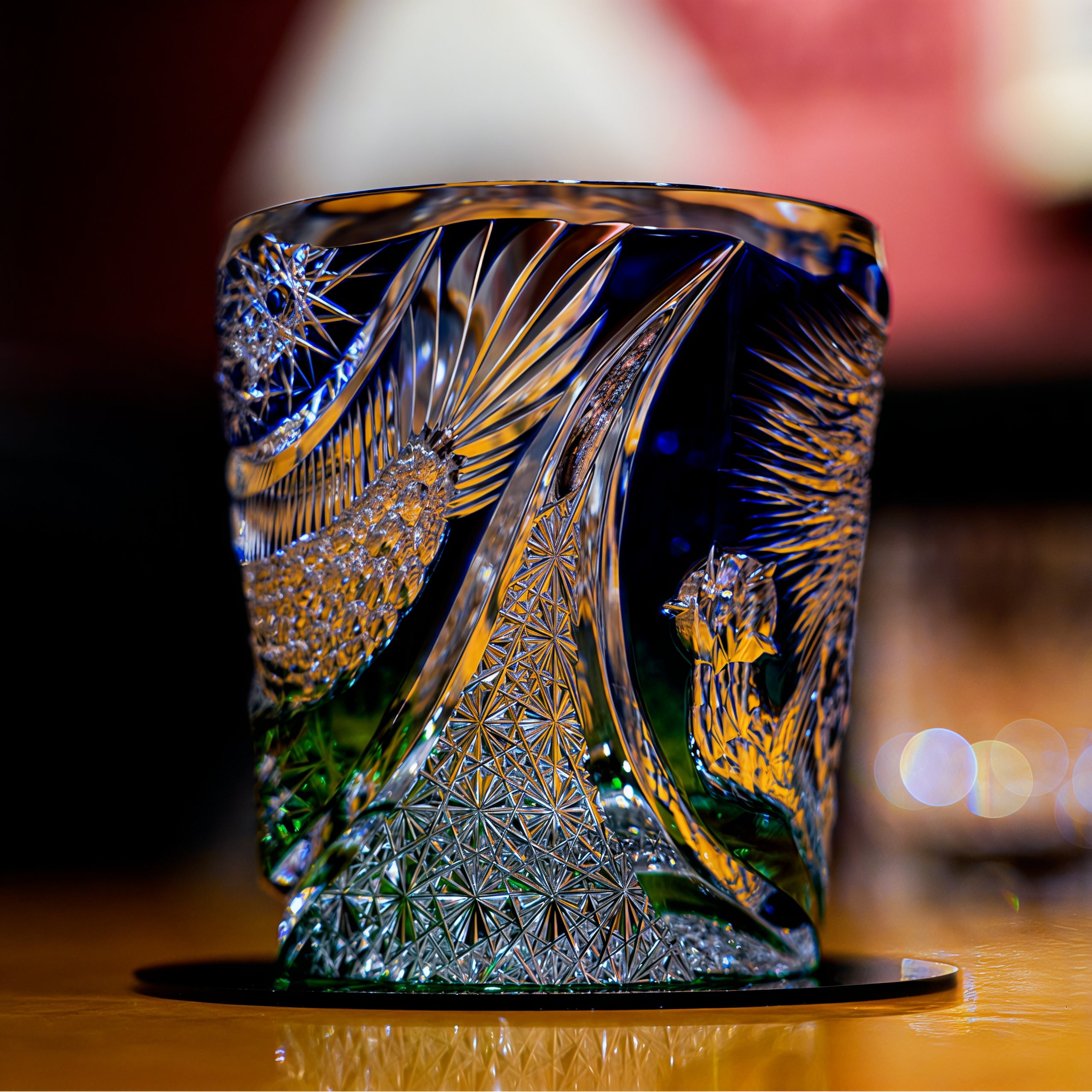 Edo Kiriko Handcrafted Kinryu Whisky Glass With Wooden Box