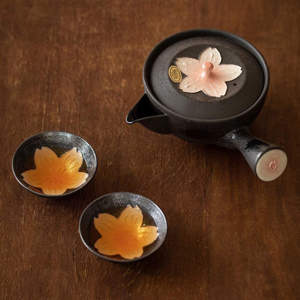 Arita Ware Handcrafted Yohen Sakura Ceramic Tea Set with Wooden Box