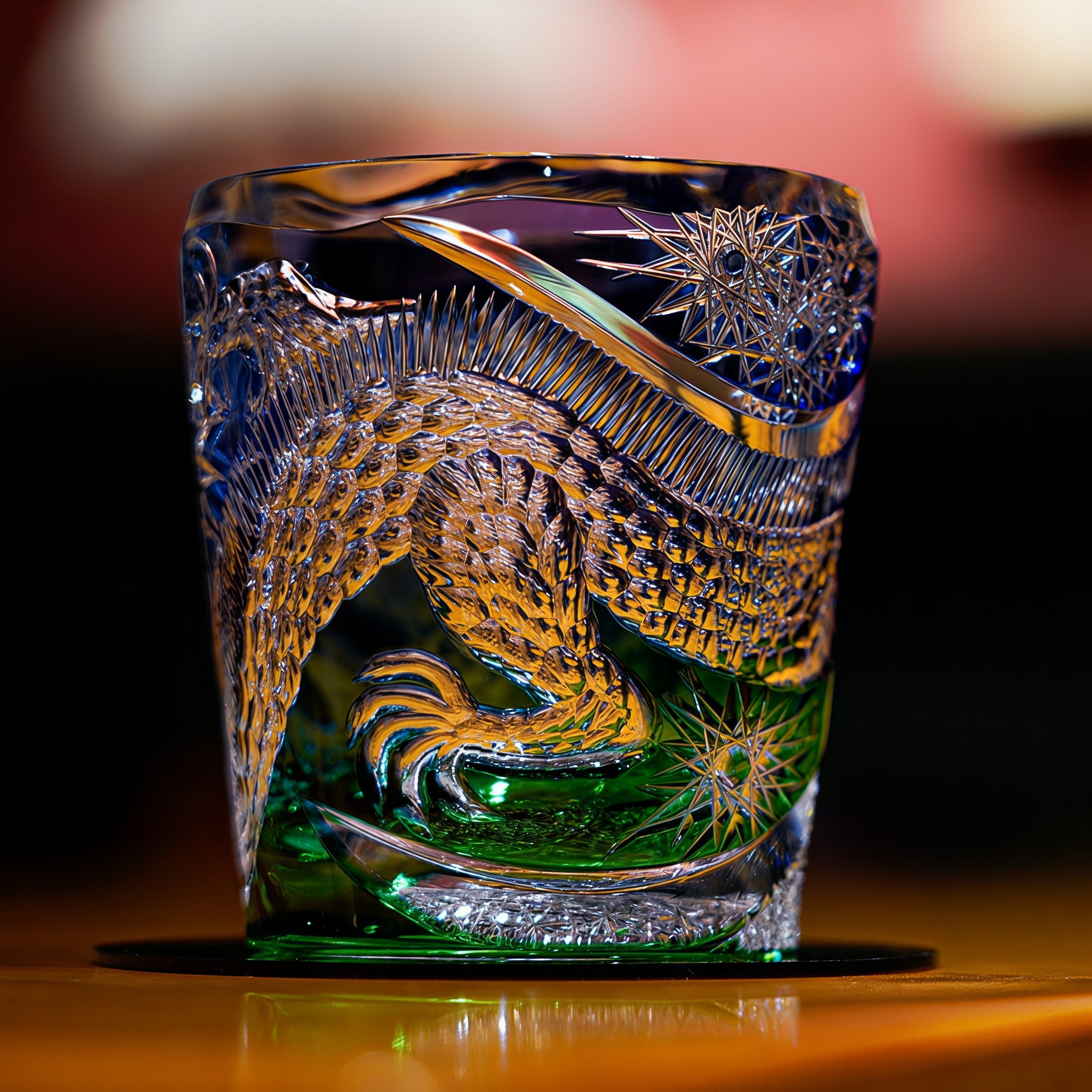 Edo Kiriko Handcrafted Kinryu Whisky Glass With Wooden Box