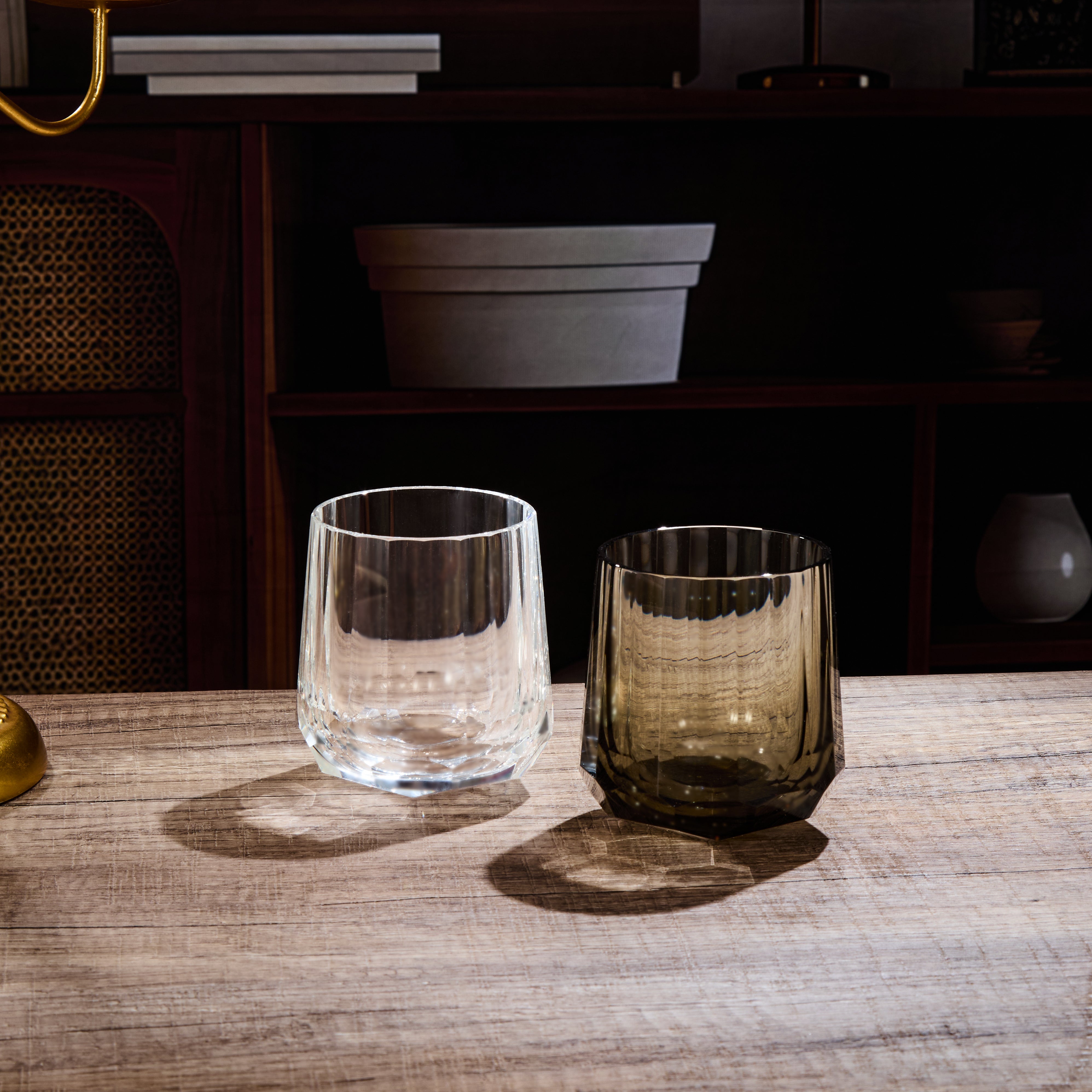 Edo Kiriko Handcrafted Kage Tate Whisky Glass With Wooden Box