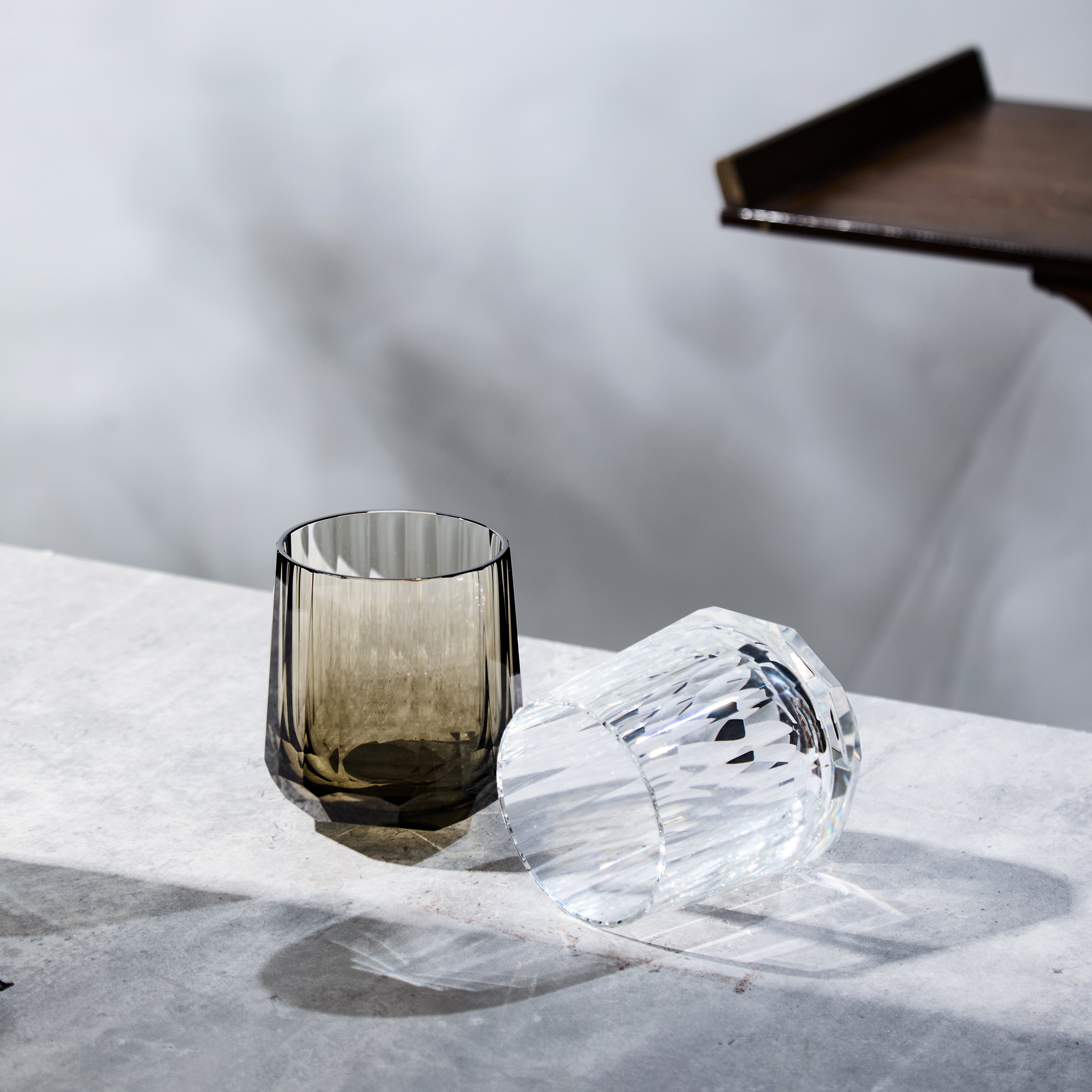 Edo Kiriko Handcrafted Kage Tate Whisky Glass With Wooden Box