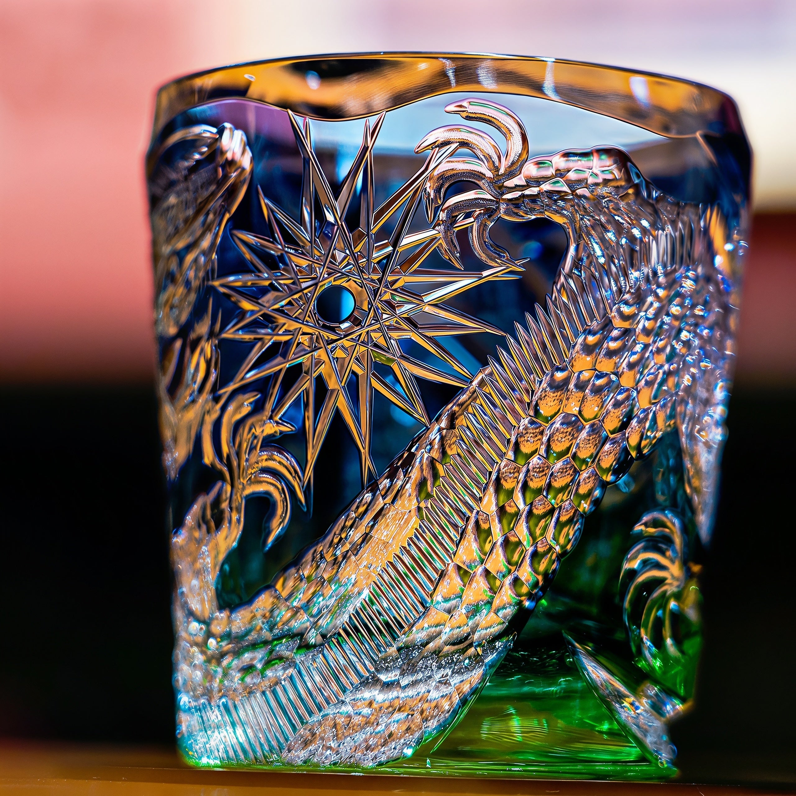Edo Kiriko Handcrafted Kinryu Whisky Glass With Wooden Box