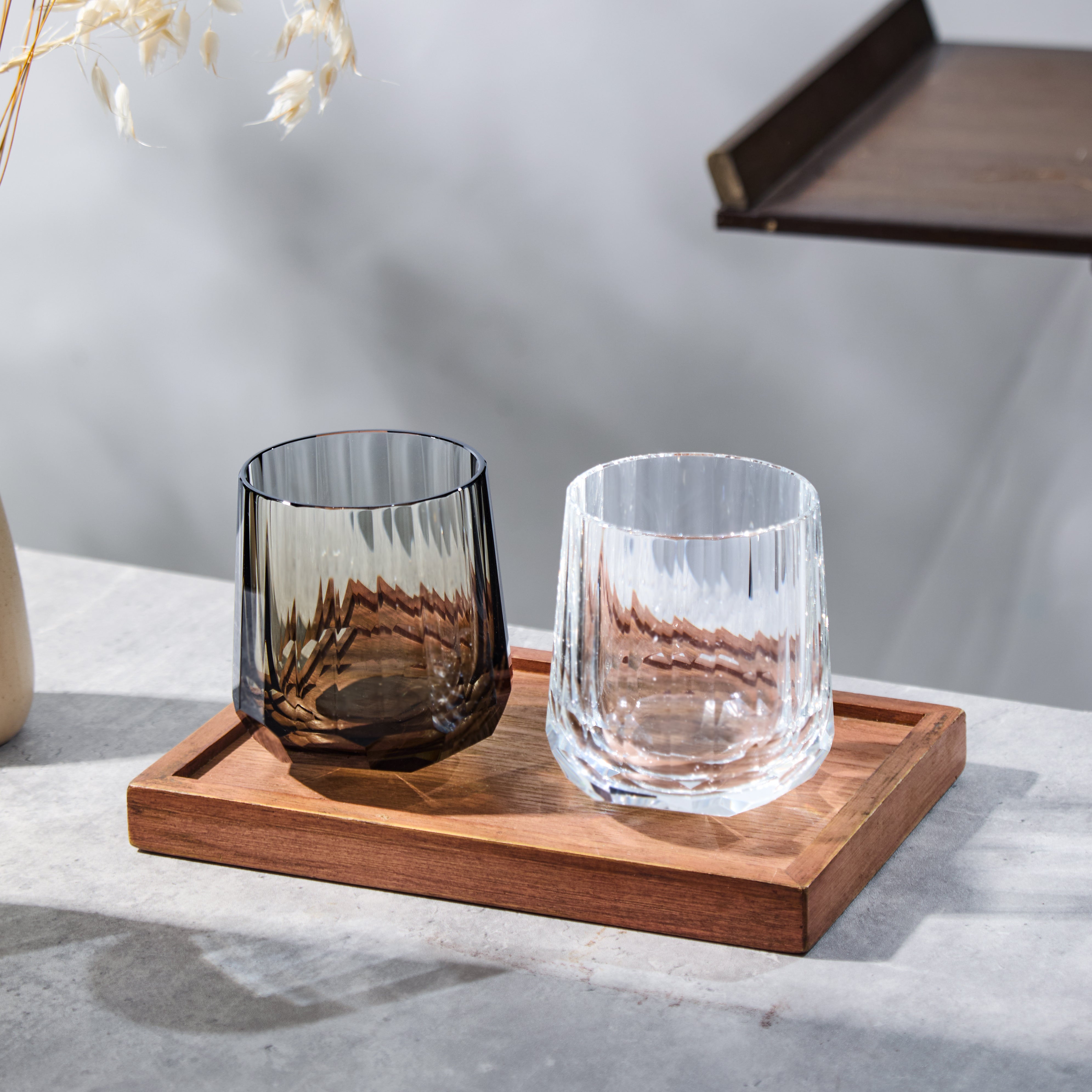 Edo Kiriko Handcrafted Kage Tate Whisky Glass With Wooden Box