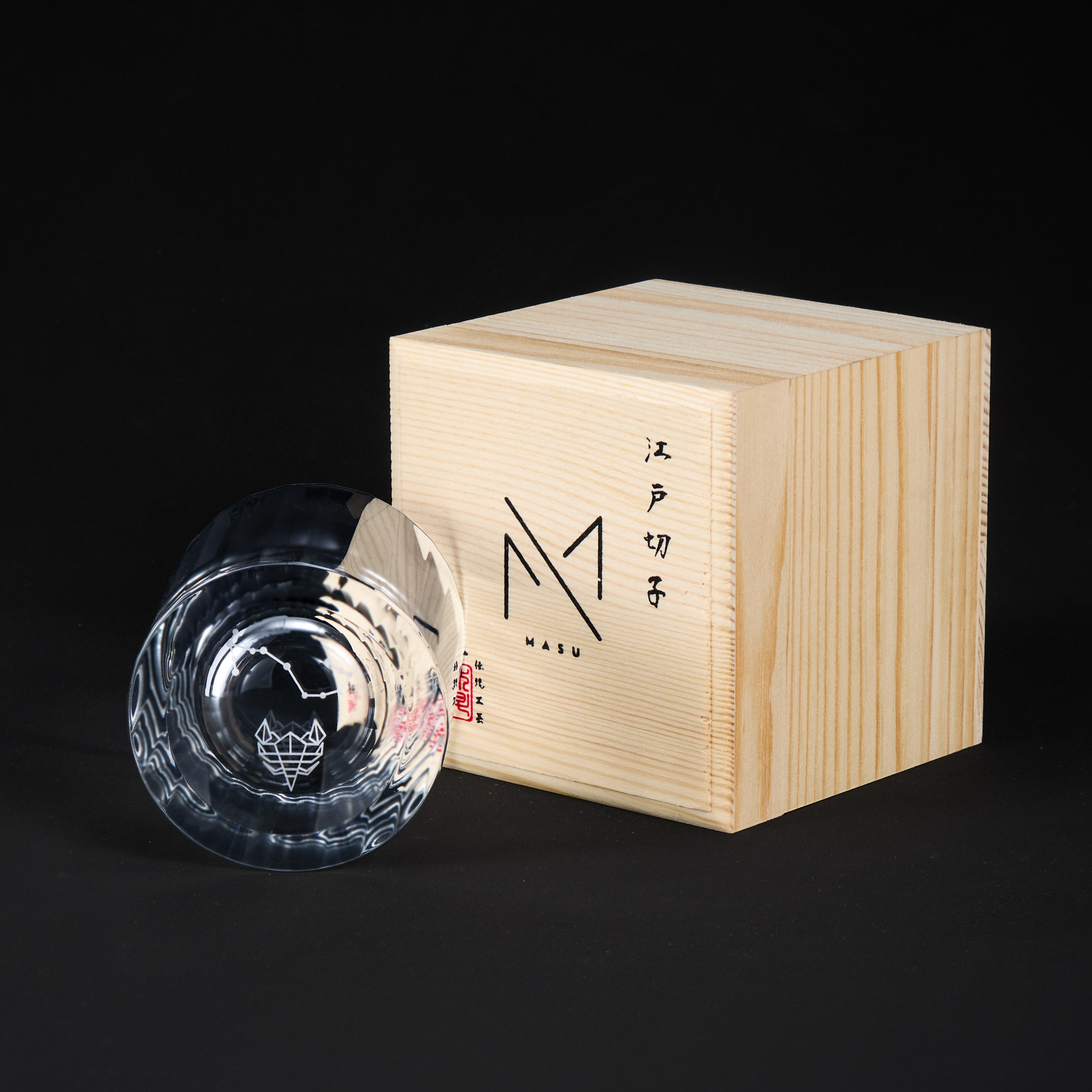 Edo Kiriko Handcrafted Zodiac Constellation Whisky Glass Collection With Wooden Box